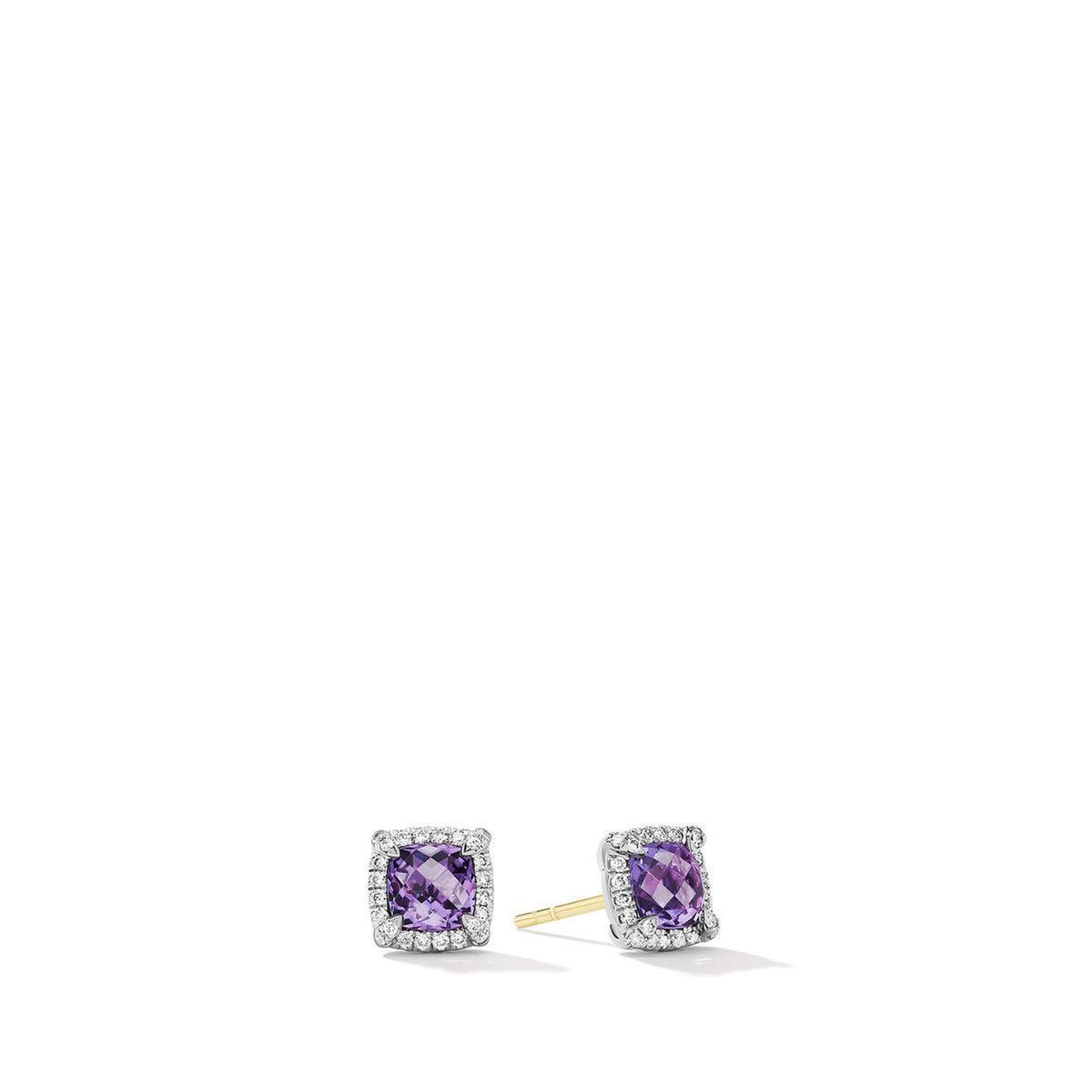 David Yurman Petite Chatelaine Pave Bezel Stud Earrings with Amey