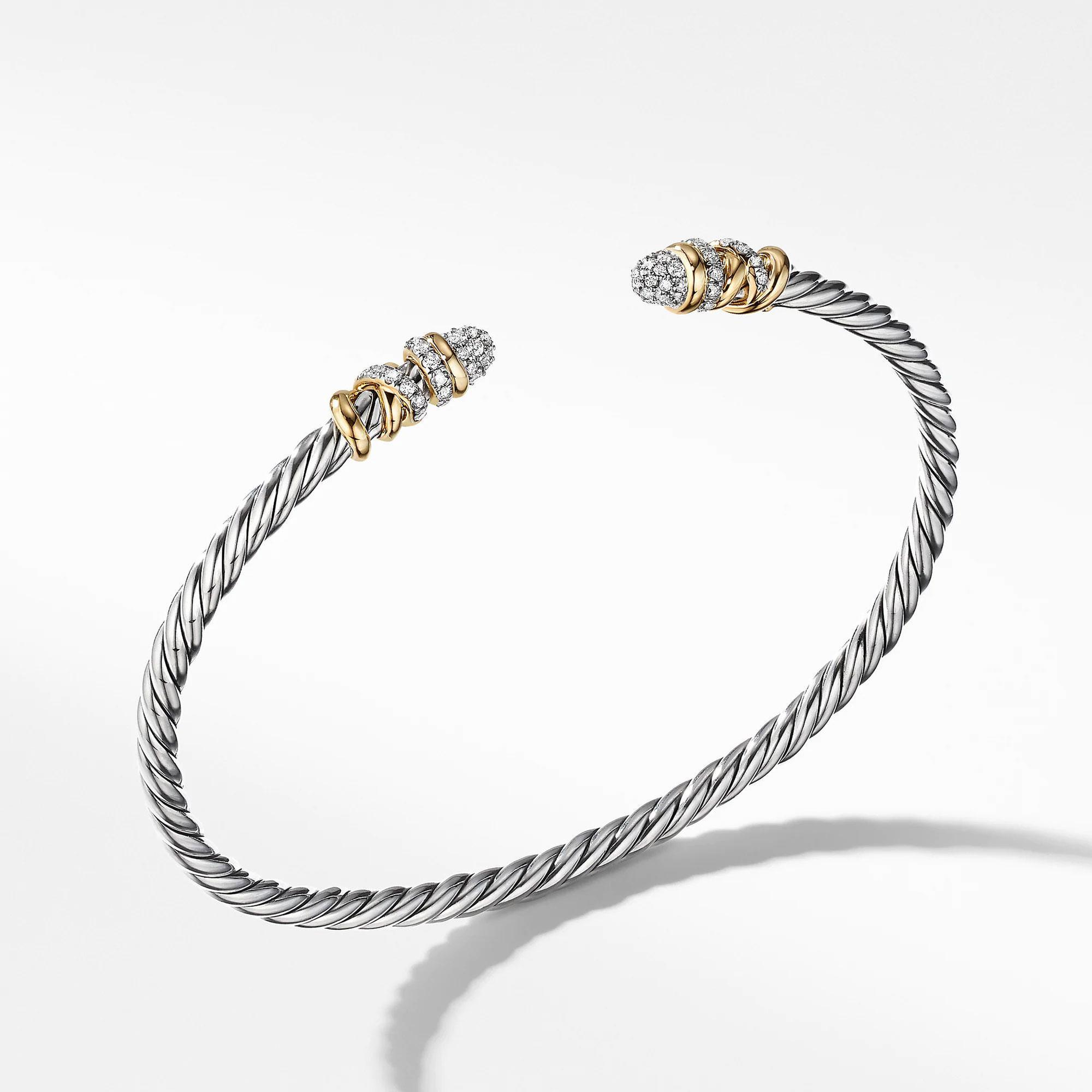 David Yurman Petite Helena Bracelet with Diamonds and 18k Yellow 