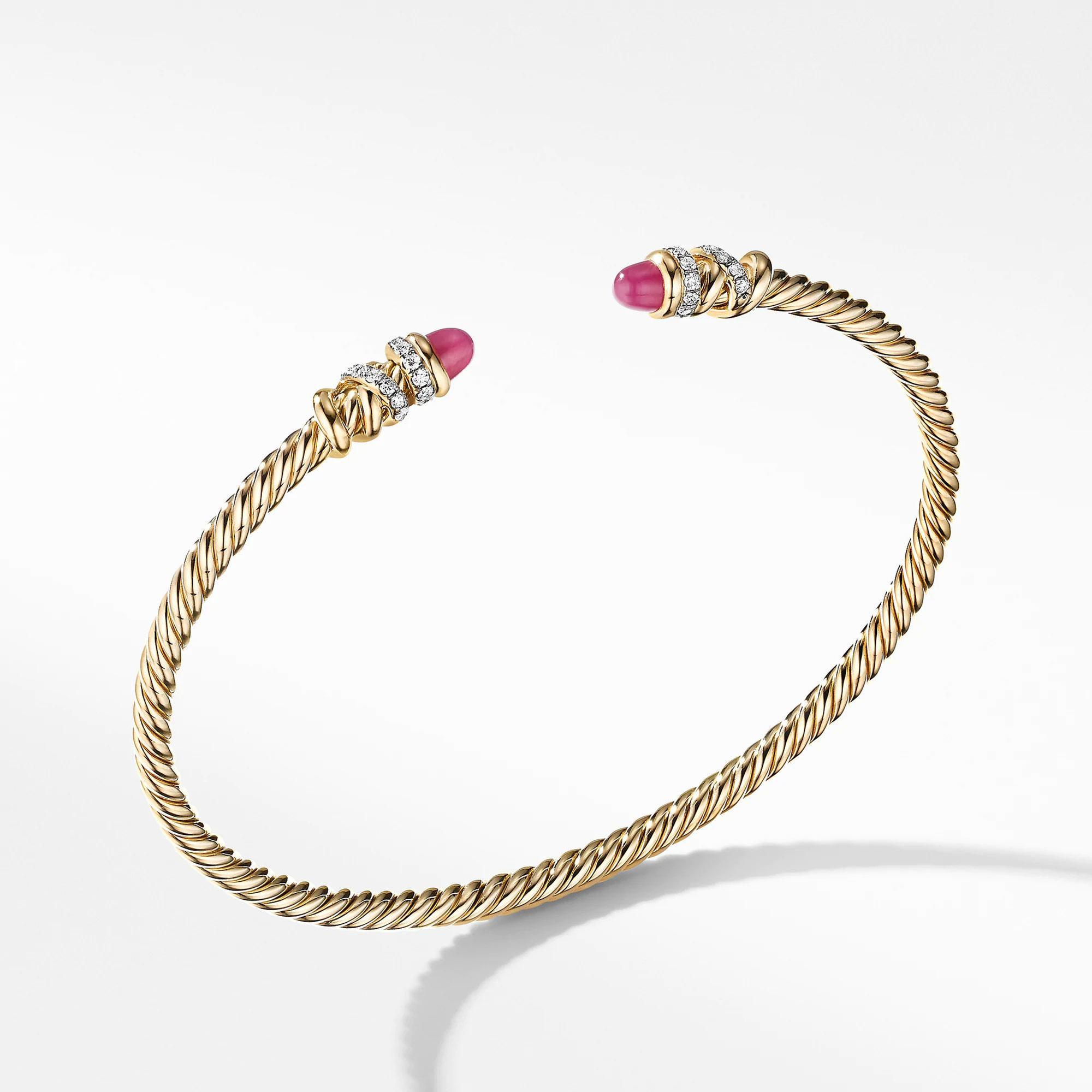 David Yurman Petite Helena Open Bracelet in 18k Yellow Gold with 