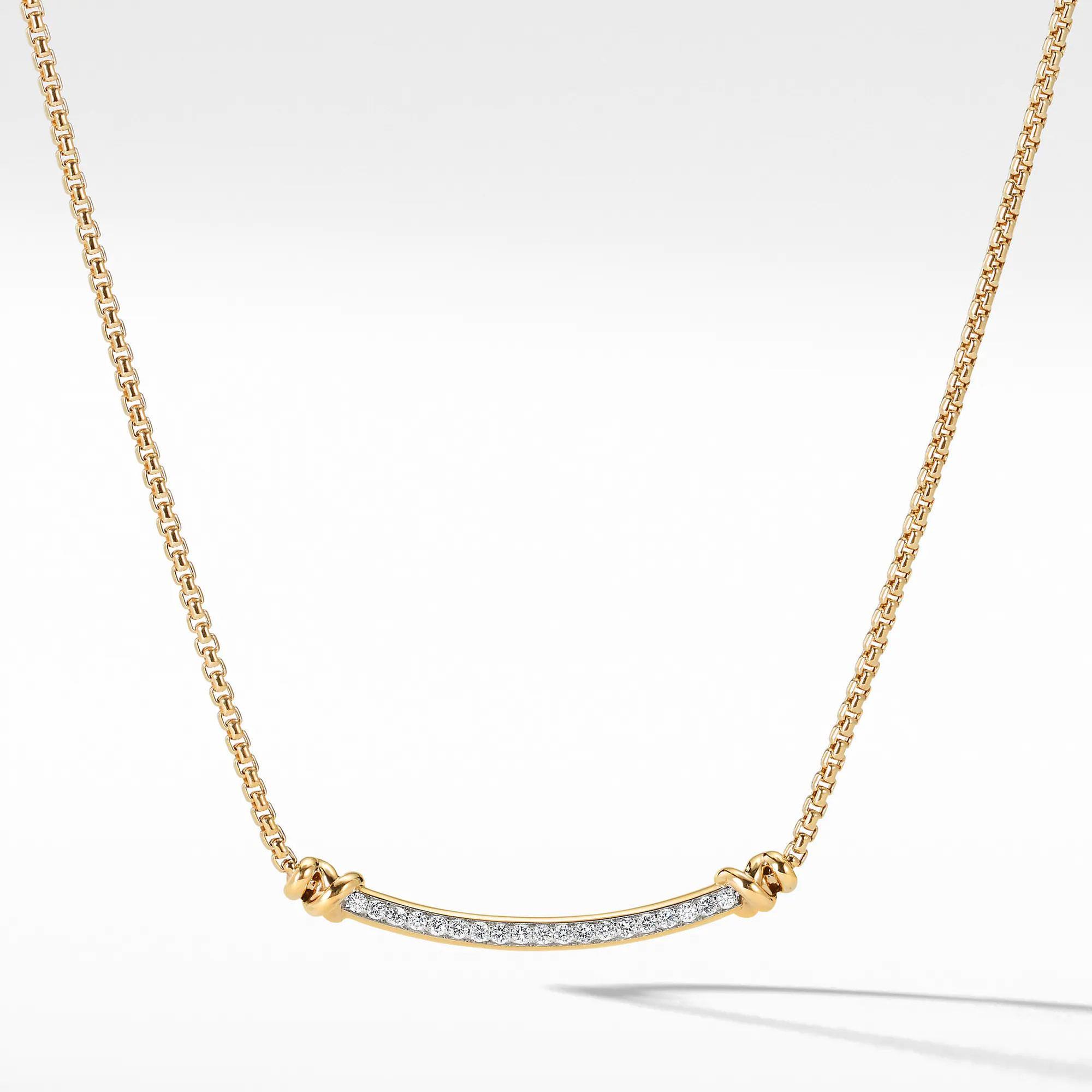 David Yurman Petite Helena Station Necklace in 18k Yellow Gold wi