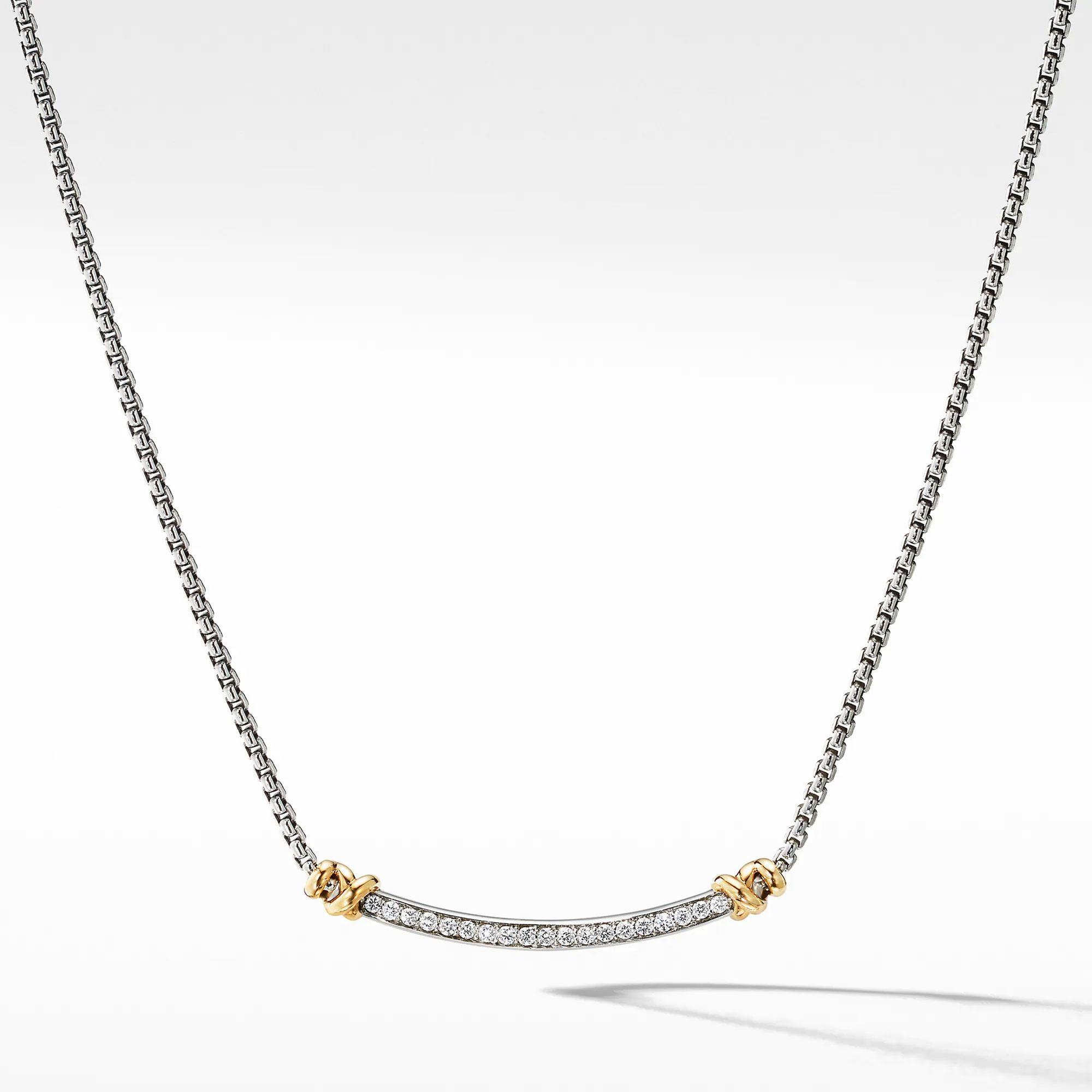 David Yurman Petite Helena Station Necklace with 18k Yellow Gold 