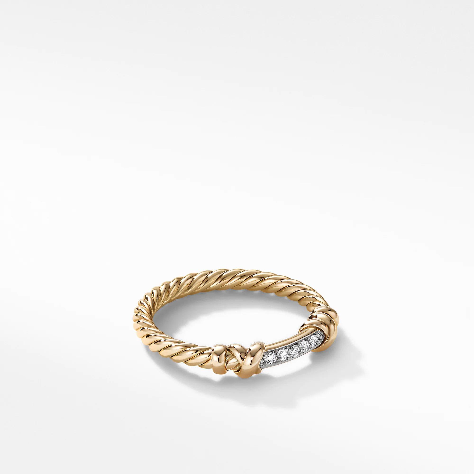 David Yurman Petite Helena Wrap Ring in 18k Yellow Gold with Diam