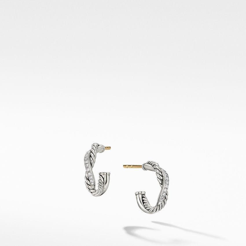 David Yurman Petite Infinity Huggie Hoop Earrings with Pave Diamo