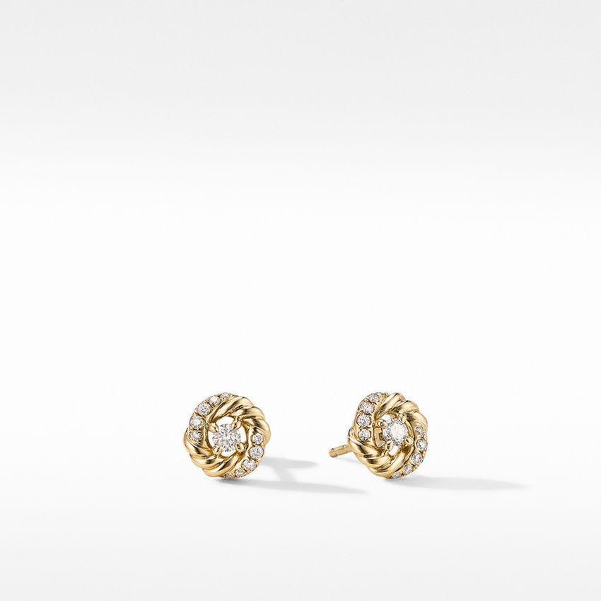 David Yurman Petite Infinity Stud Earrings in 18k Yellow Gold wit