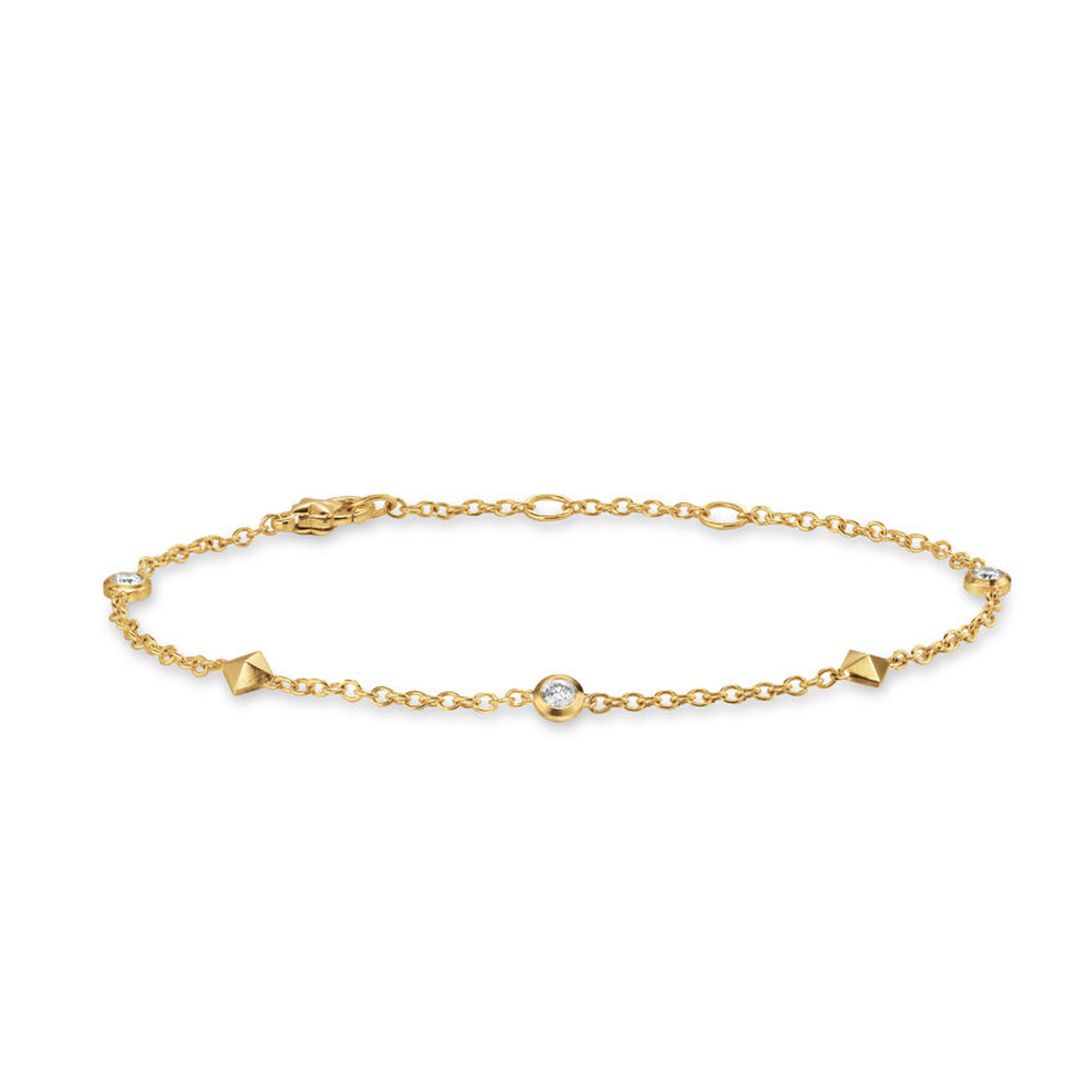 David Yurman Petite Modern Renaissance Station Bracelet in 18K Yellow Gold with Diamonds 46mm 1950$
