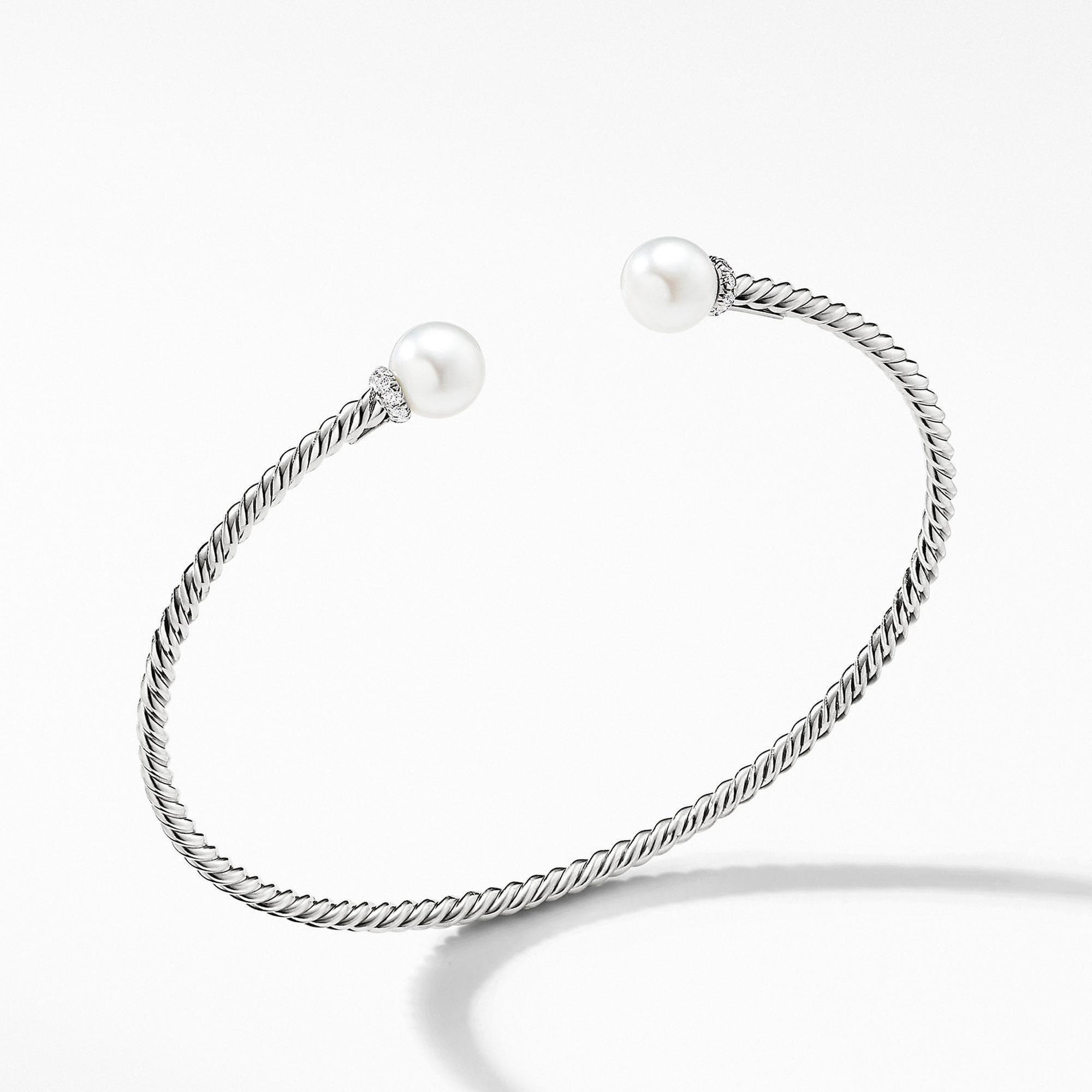 David Yurman Petite Solari Pearl Bracelet in 18k White Gold with 