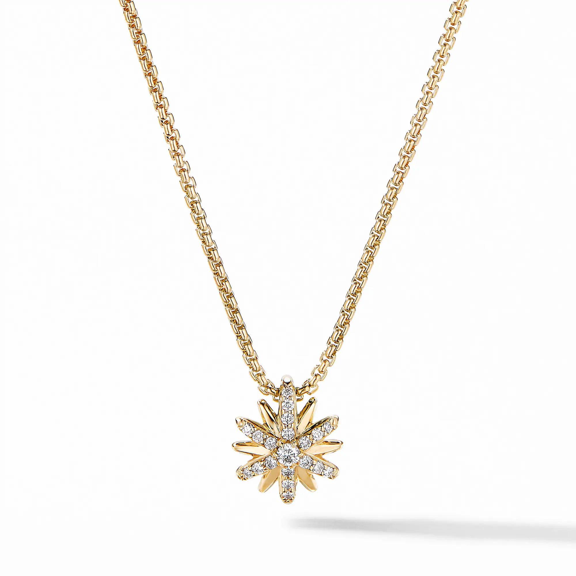 David Yurman Petite Starburst Station Necklace in 18k Yellow Gold