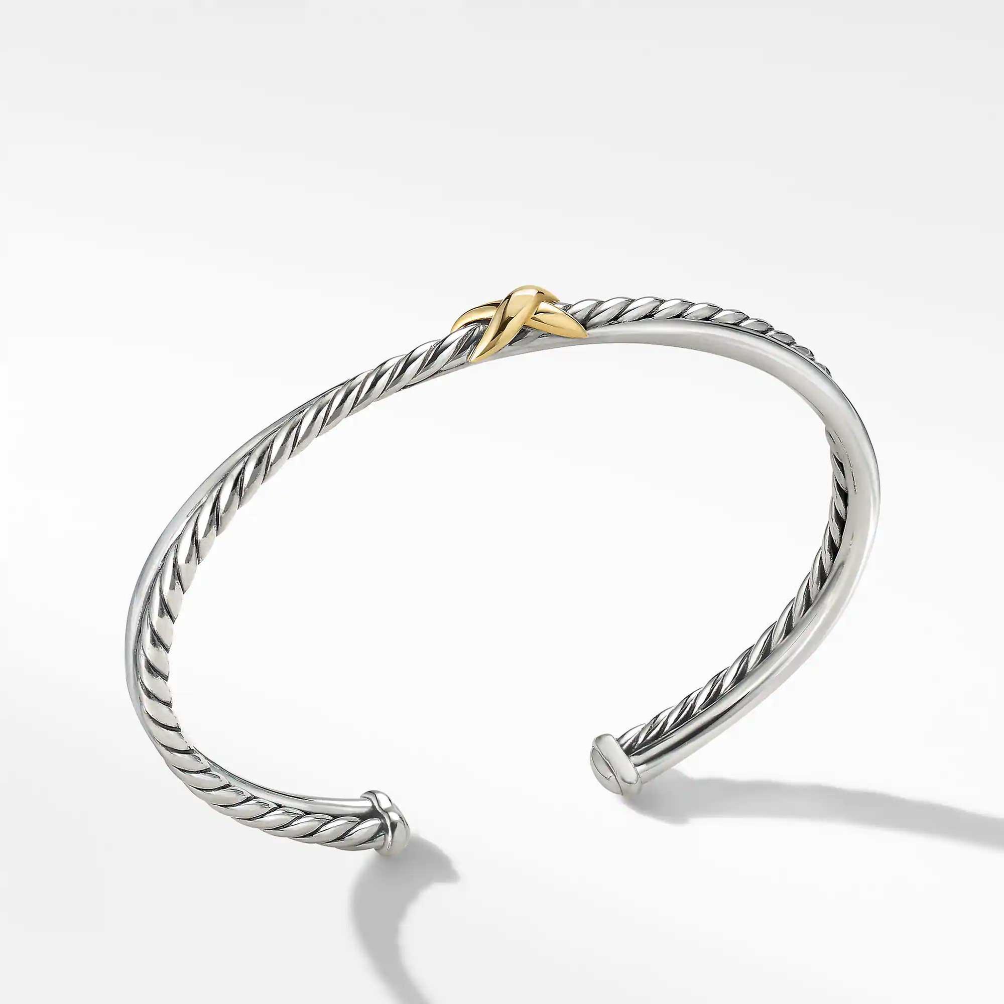David Yurman Petite X Center Station Bracelet with 18k Yellow Gol