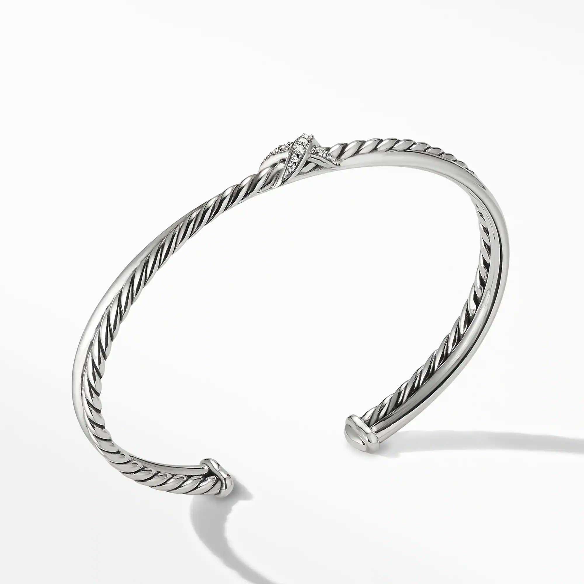 David Yurman Petite X Center Station Bracelet with Pave Diamonds,