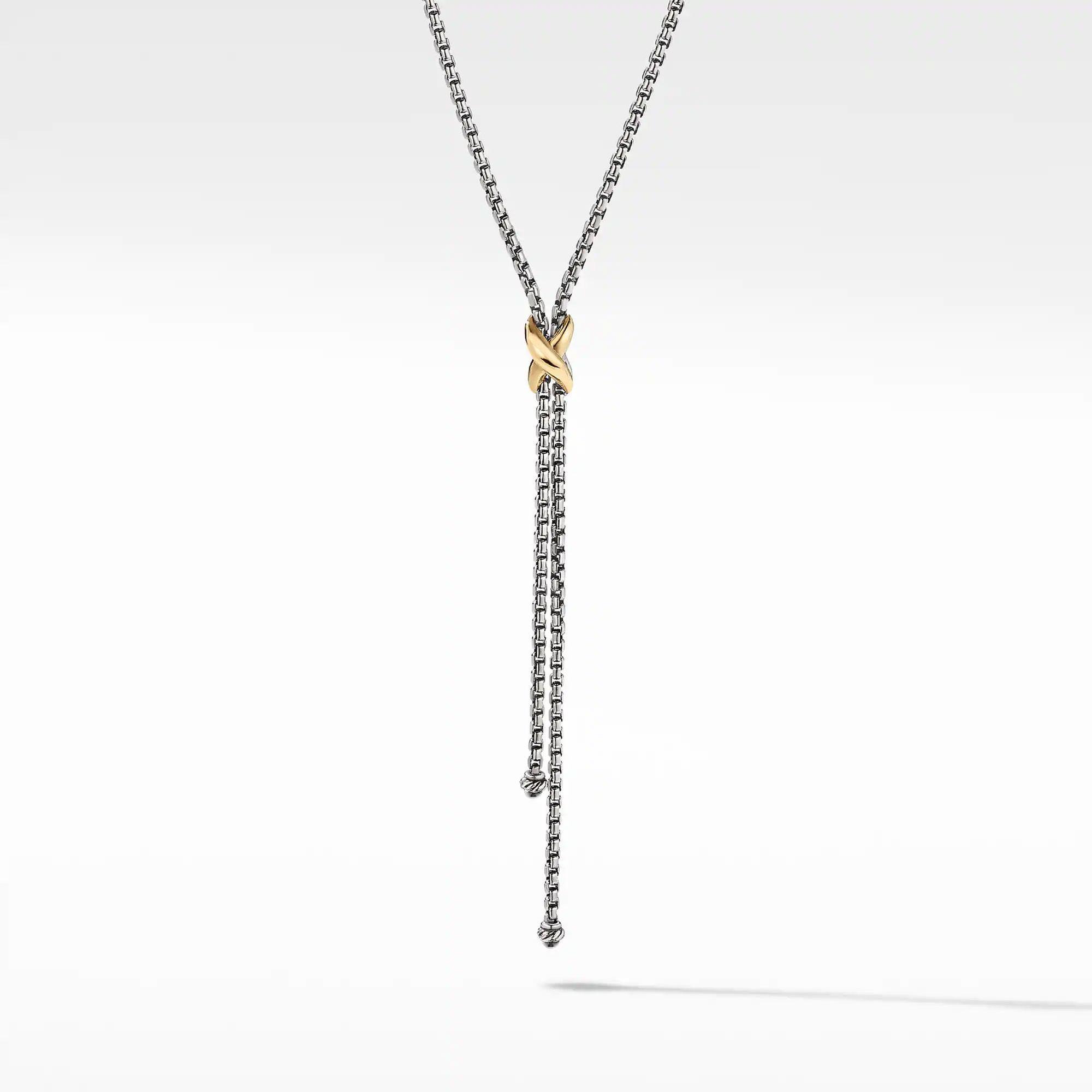 David Yurman Petite X Lariat Y Necklace with 18k Yellow Gold