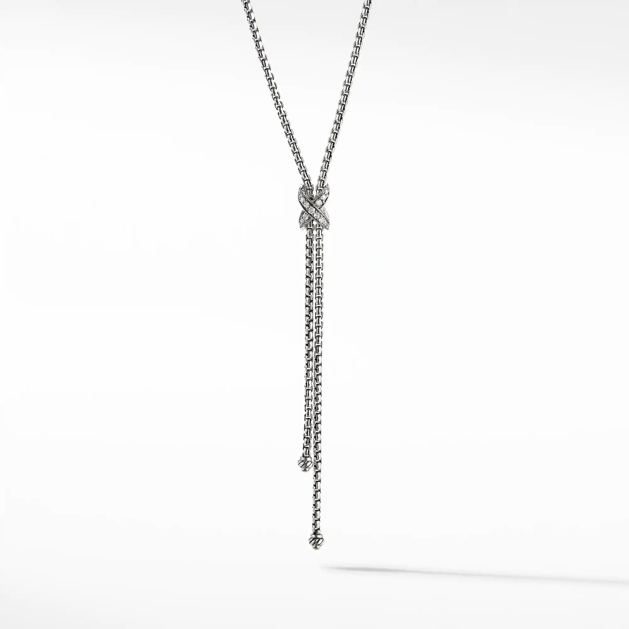 David Yurman Petite X Lariat Y Necklace with Pave Diamonds
