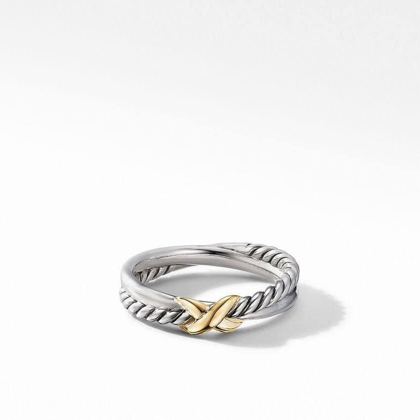 David Yurman Petite X Ring with 18k Yellow Gold - Size 8