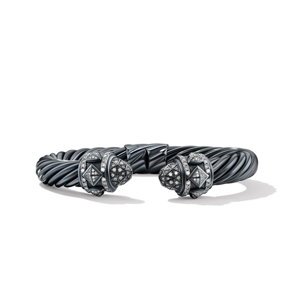 David Yurman Renaissance Bracelet in Blackened Silver with Pave Diamonds - Medium