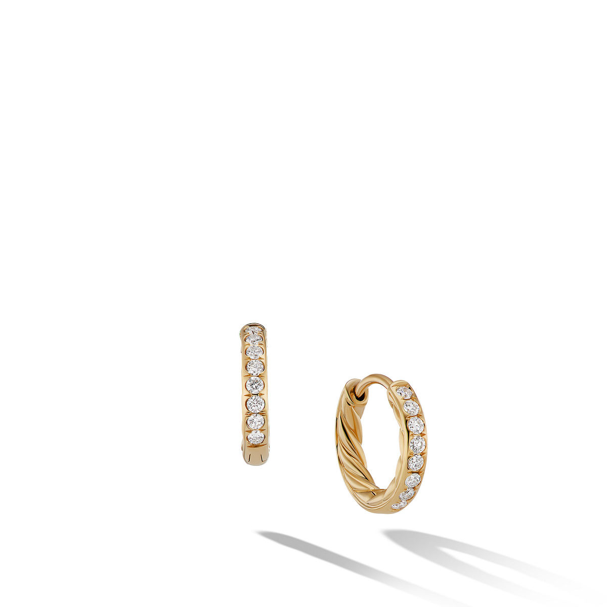 David Yurman Sculpted Cable Huggie Hoop Earrings in 18K Yellow Go