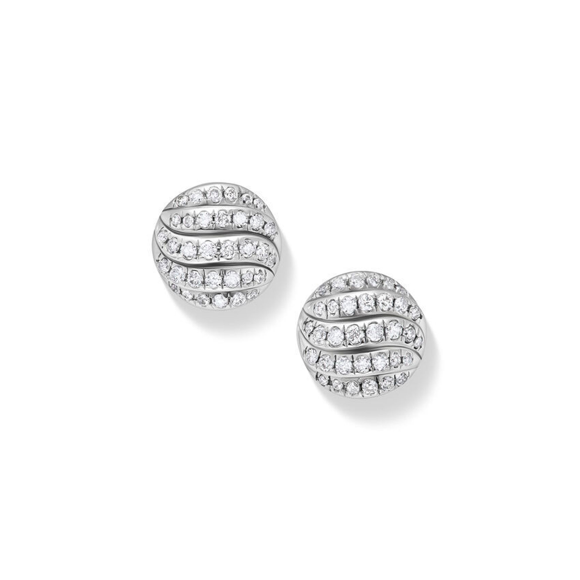 David Yurman Sculpted Cable Stud Earrings in Sterling Silver with Diamonds