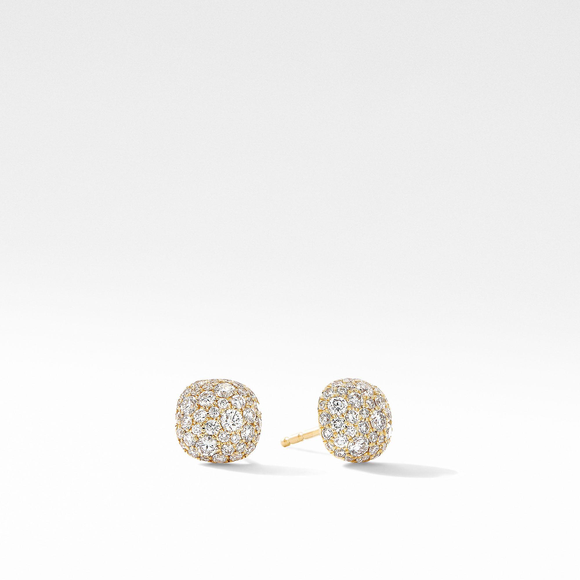 David Yurman Small Cushion Stud Earrings in 18k Yellow Gold with 