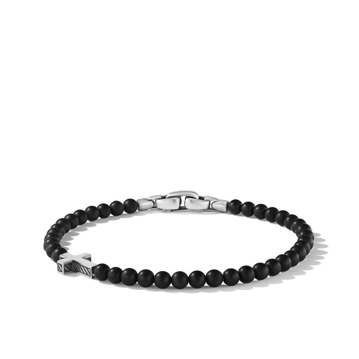 Men's David Yurman Spiritual Beads Cross Station Bracelet with Black Onyx | Size Extra Small