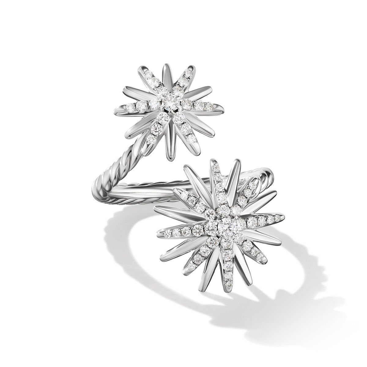 David Yurman Starburst Bypass Ring with Pave Diamonds - Size 8