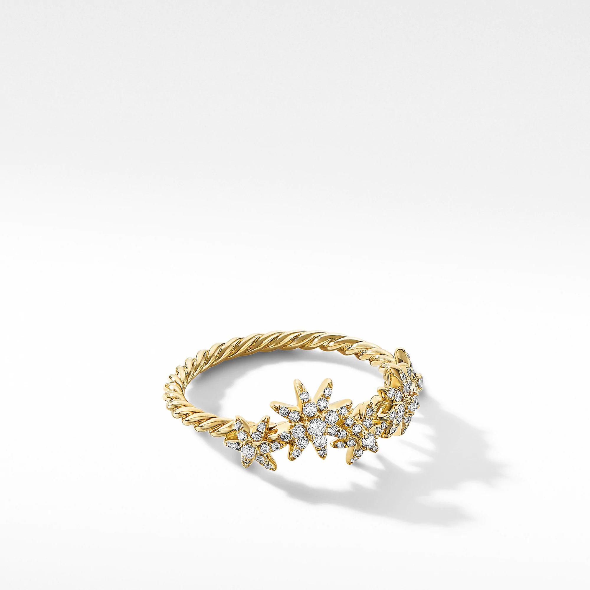 David Yurman Starburst Cluster Band Ring in 18k Yellow Gold with 