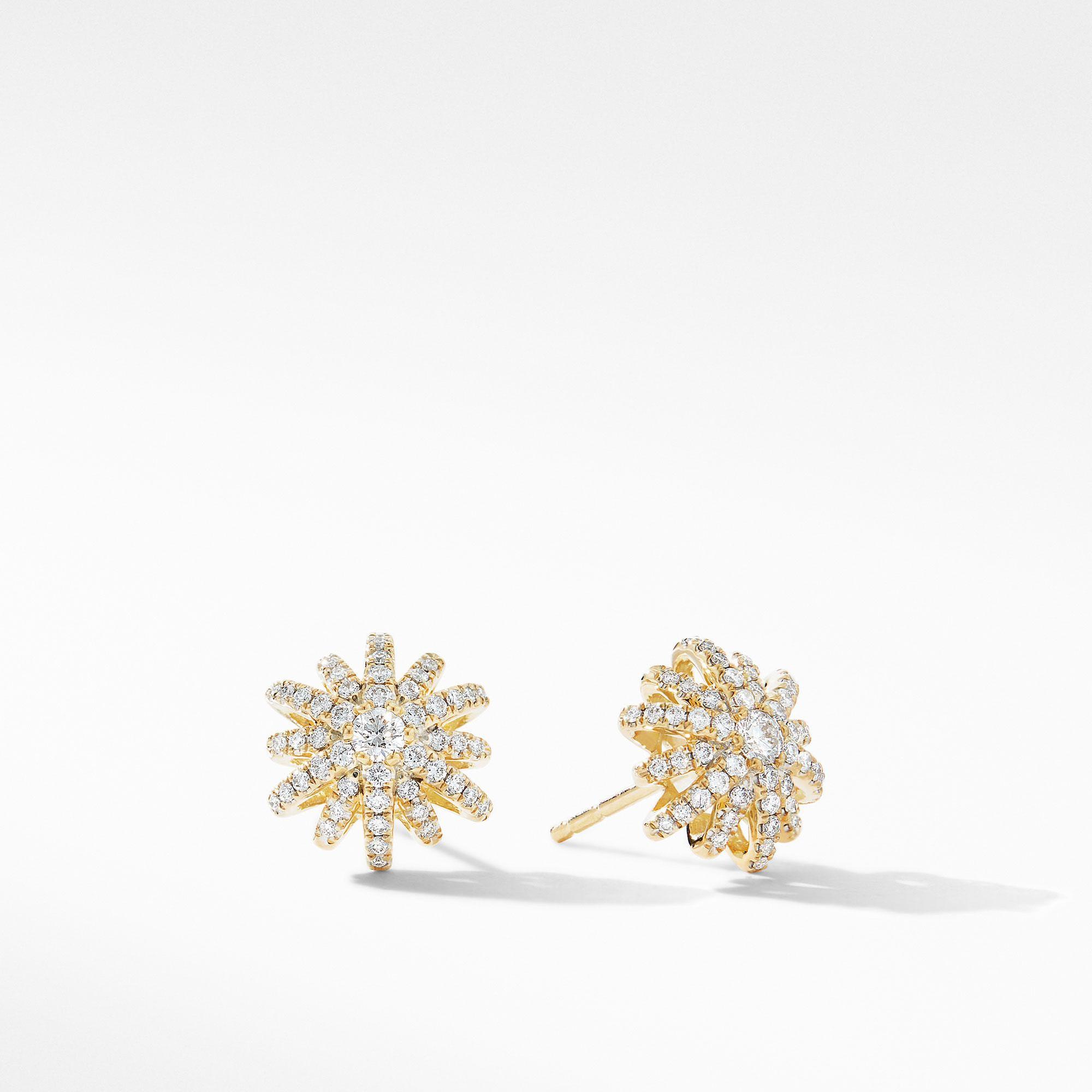 David Yurman Starburst Small Stud Earrings in 18k Yellow Gold wit