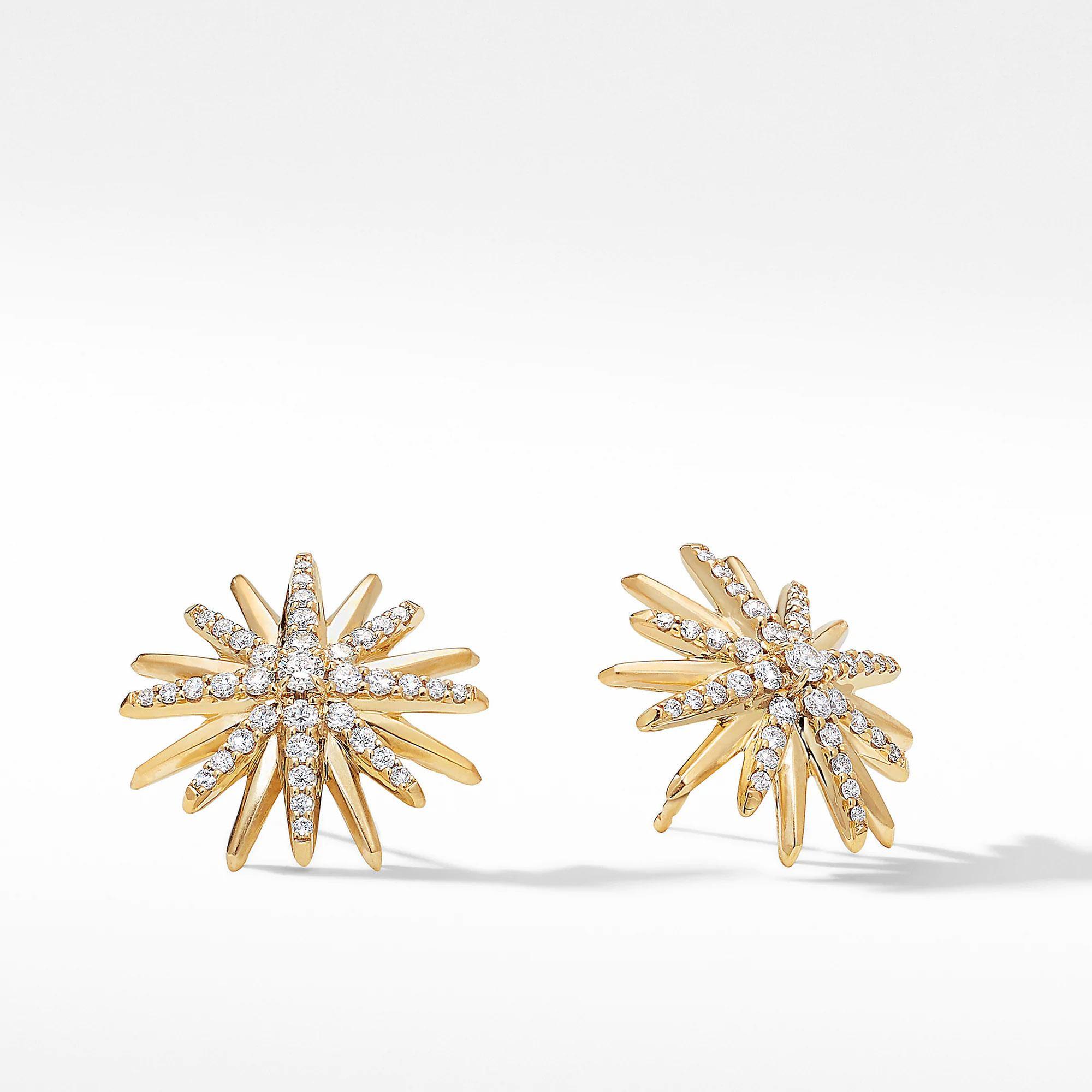 David Yurman Starburst Stud Earrings in 18k Yellow Gold with Pave