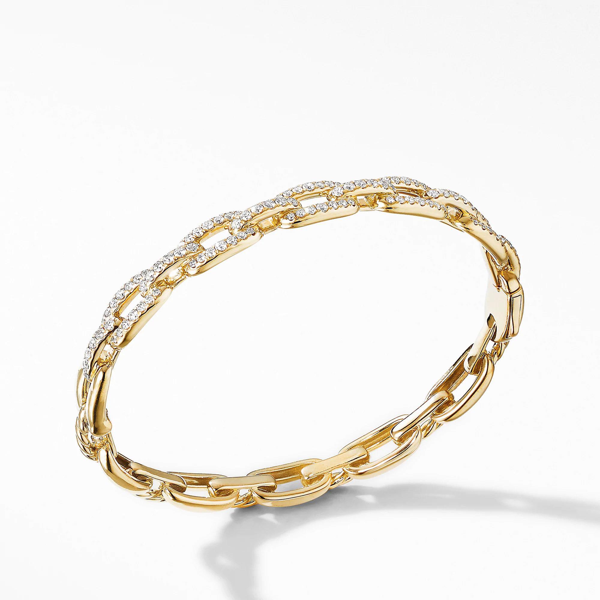 David Yurman Stax Chain Link Bracelet with Diamonds in 18k Yellow