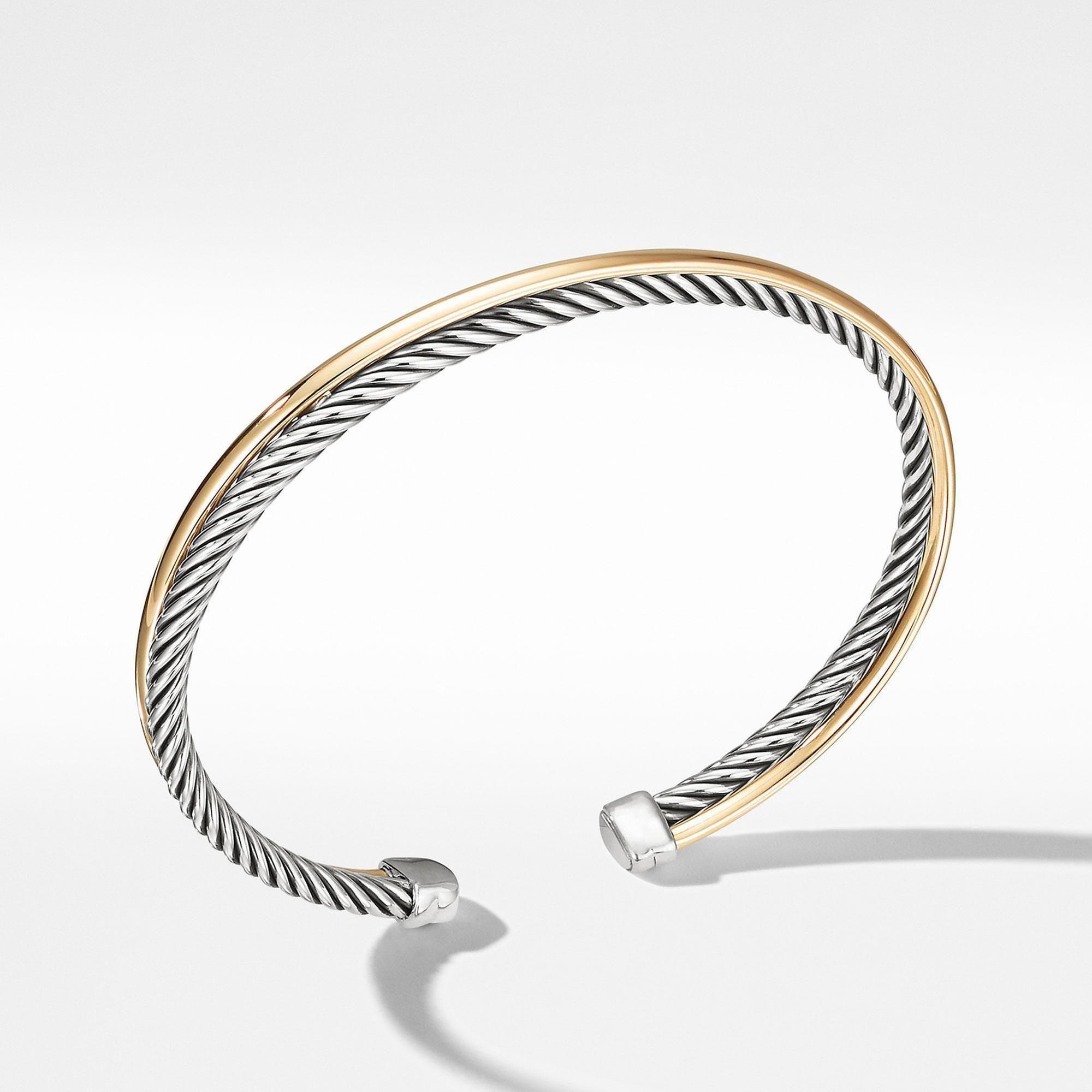 David Yurman Crossover Collection Bracelet with 18k Yellow Gold, 3mm - Medium