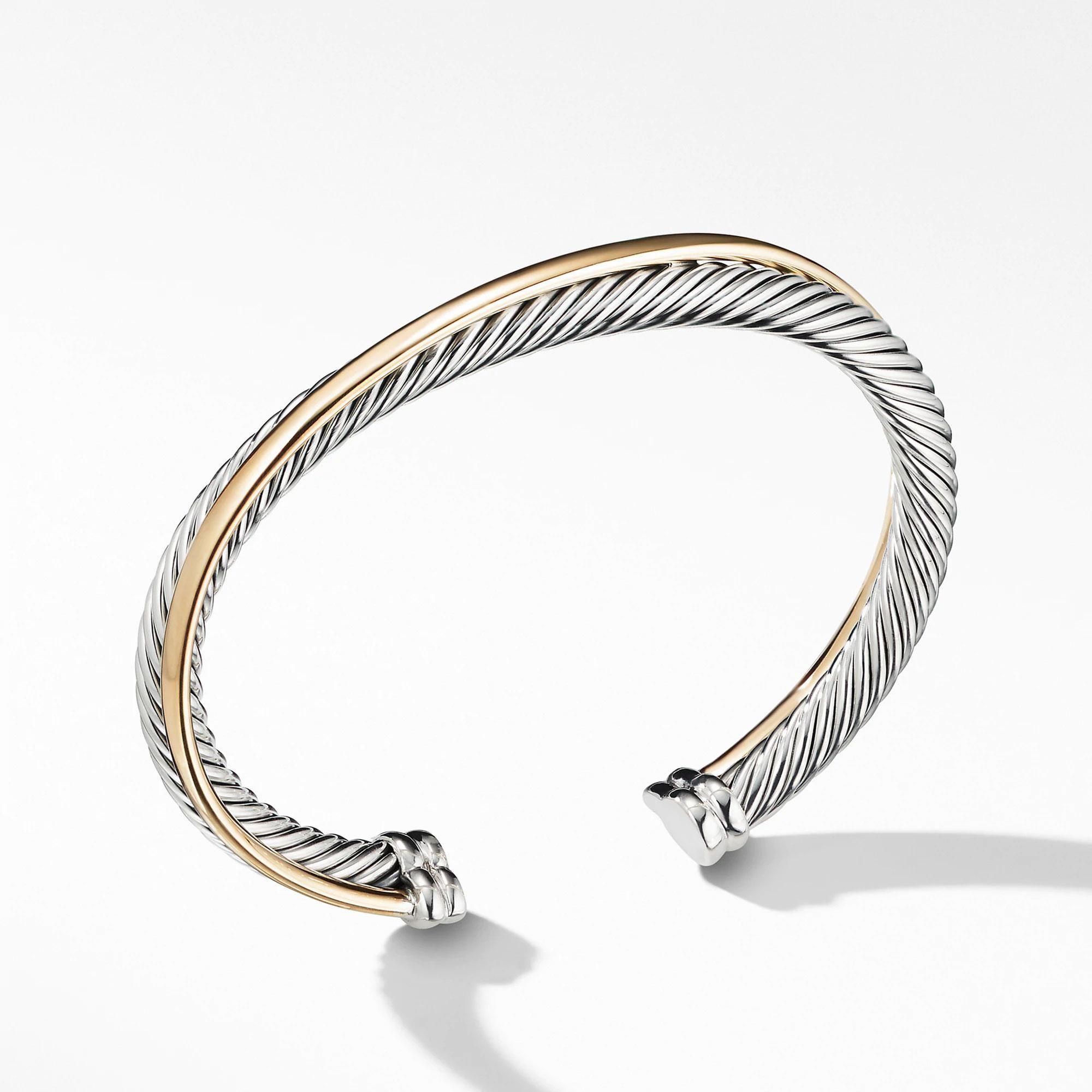 David Yurman The Crossover Collection Cuff with 18k Yellow Gold - Small