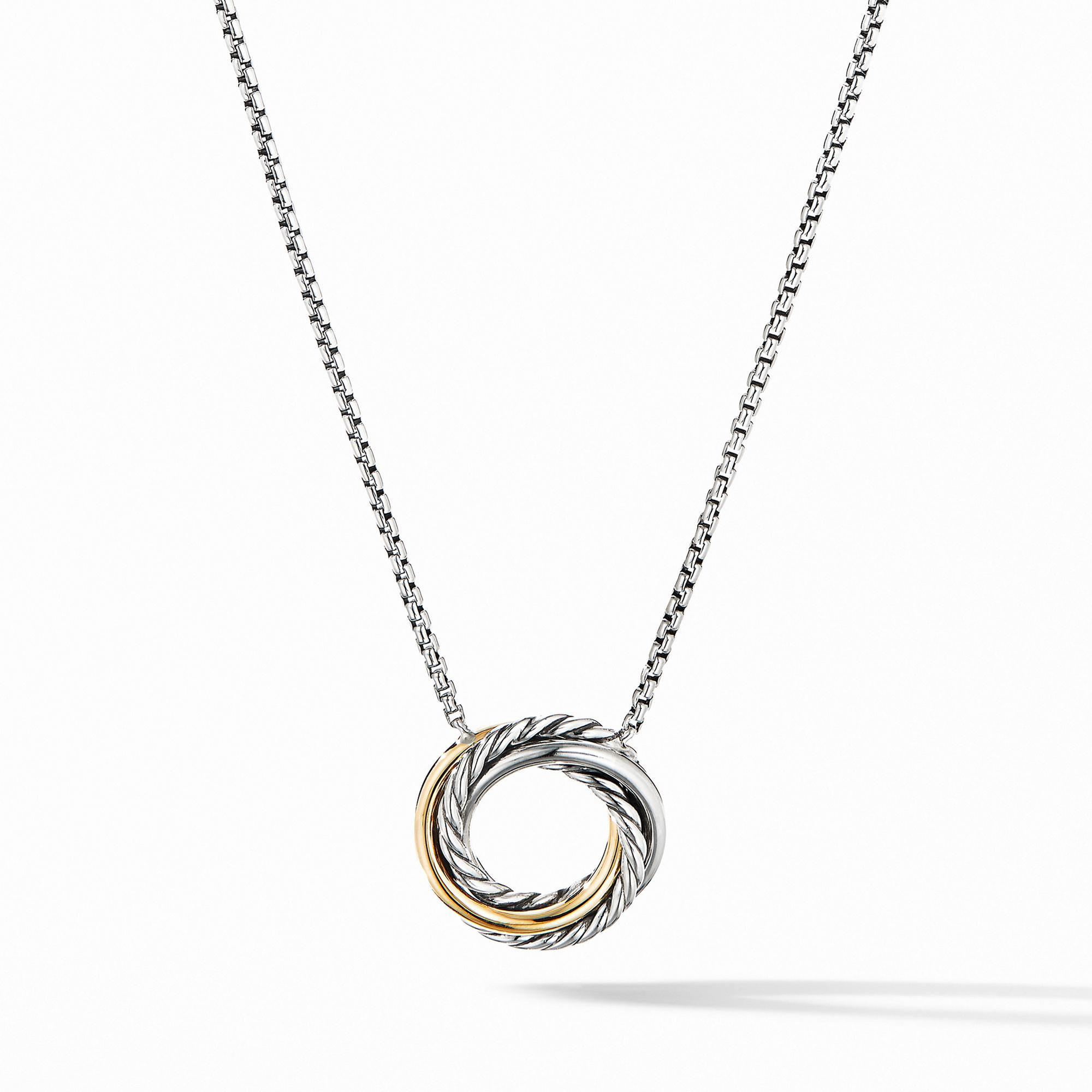 David Yurman The Crossover Collection Mini Pendant Necklace with 18k Yellow Gold