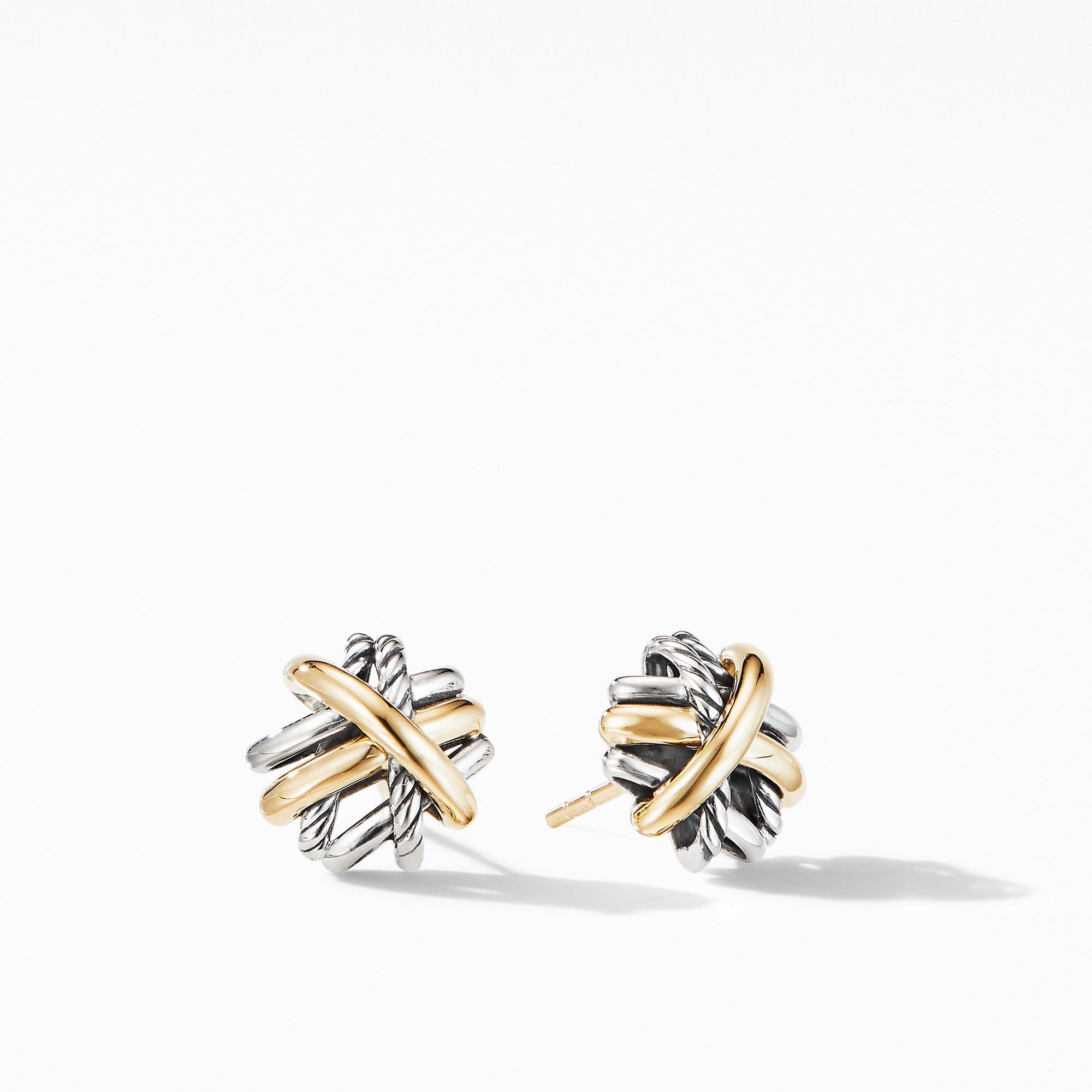 David Yurman The Crossover Collection Stud Earrings with 18k Yell
