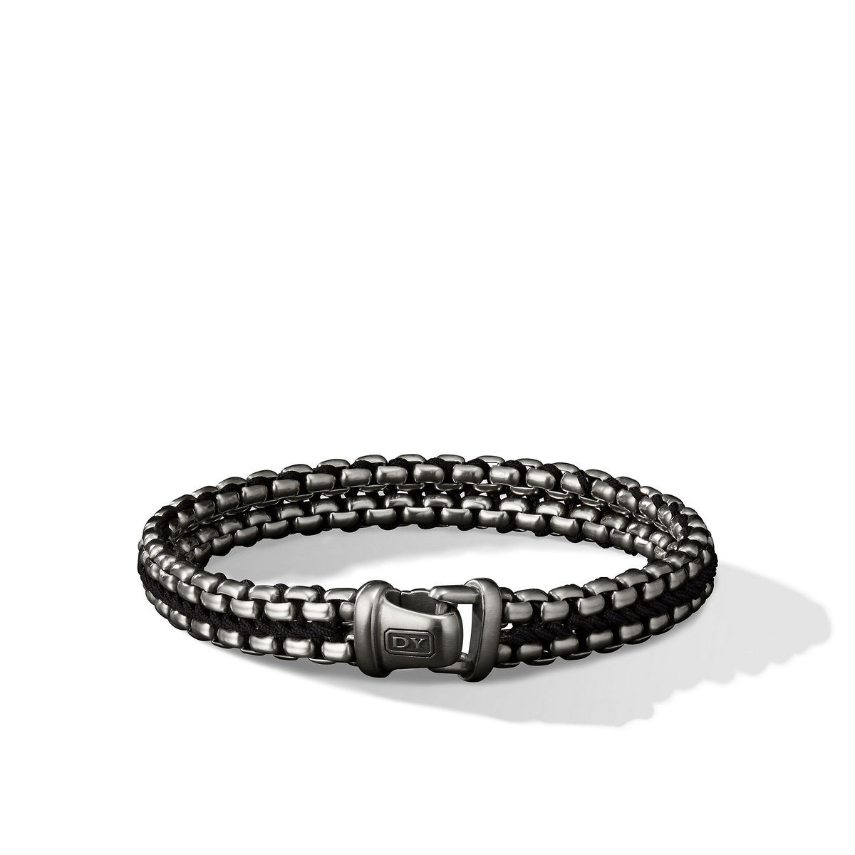 Men's David Yurman Woven Box Chain Bracelet in Black - Medium