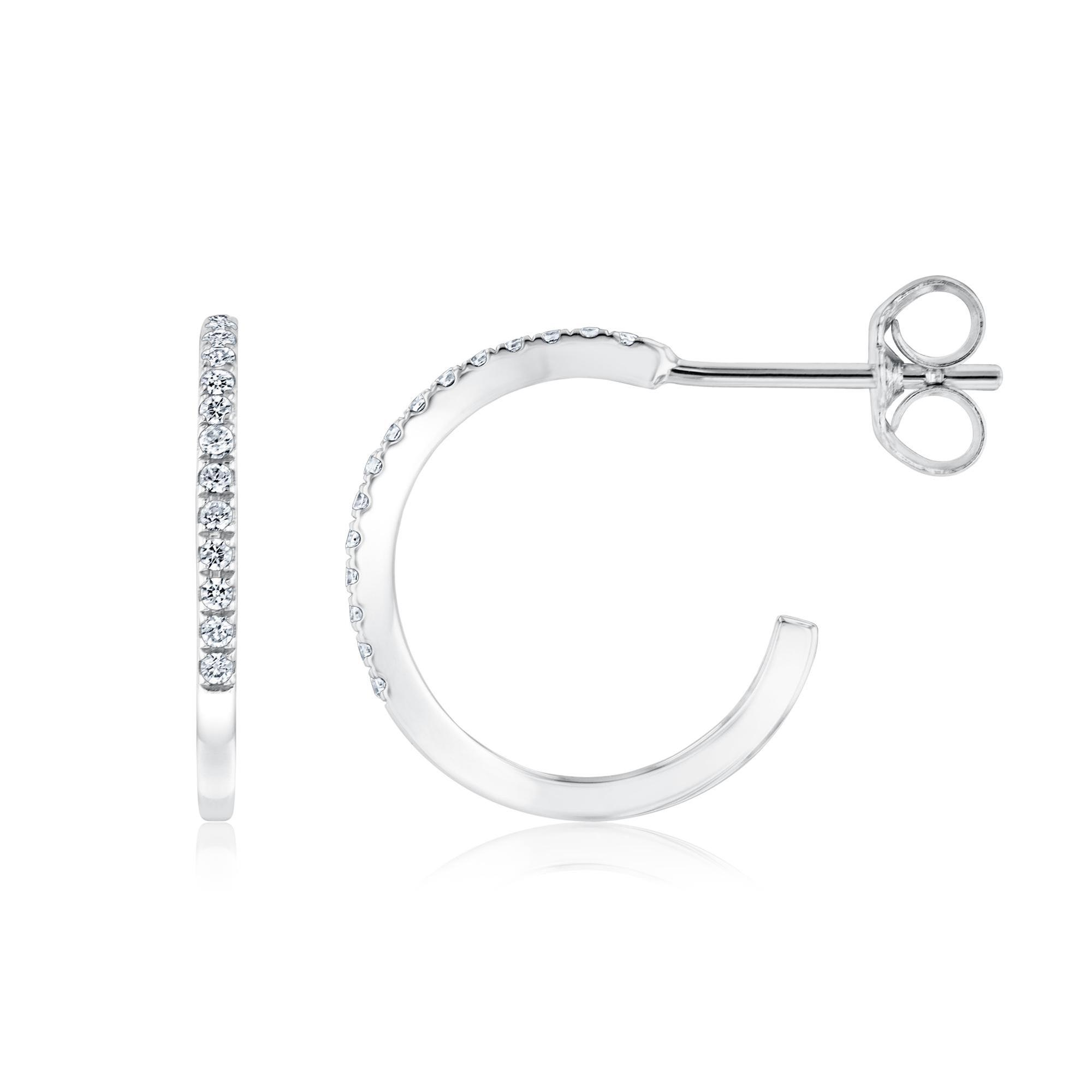 Diamond Hoop White Gold Earrings 1/6ctw