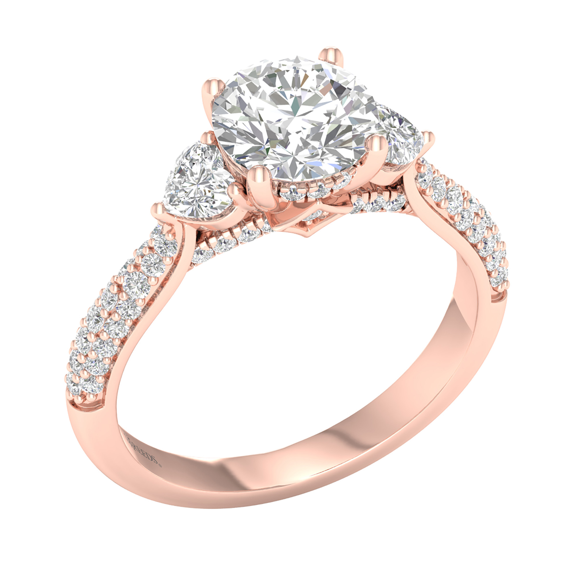 REEDS Women's Downton Abbey 2 1/4Ctw Round Lab Grown Diamond Rose Gold Engagement Ring - Lady Edith  Ring Size: 7.5
