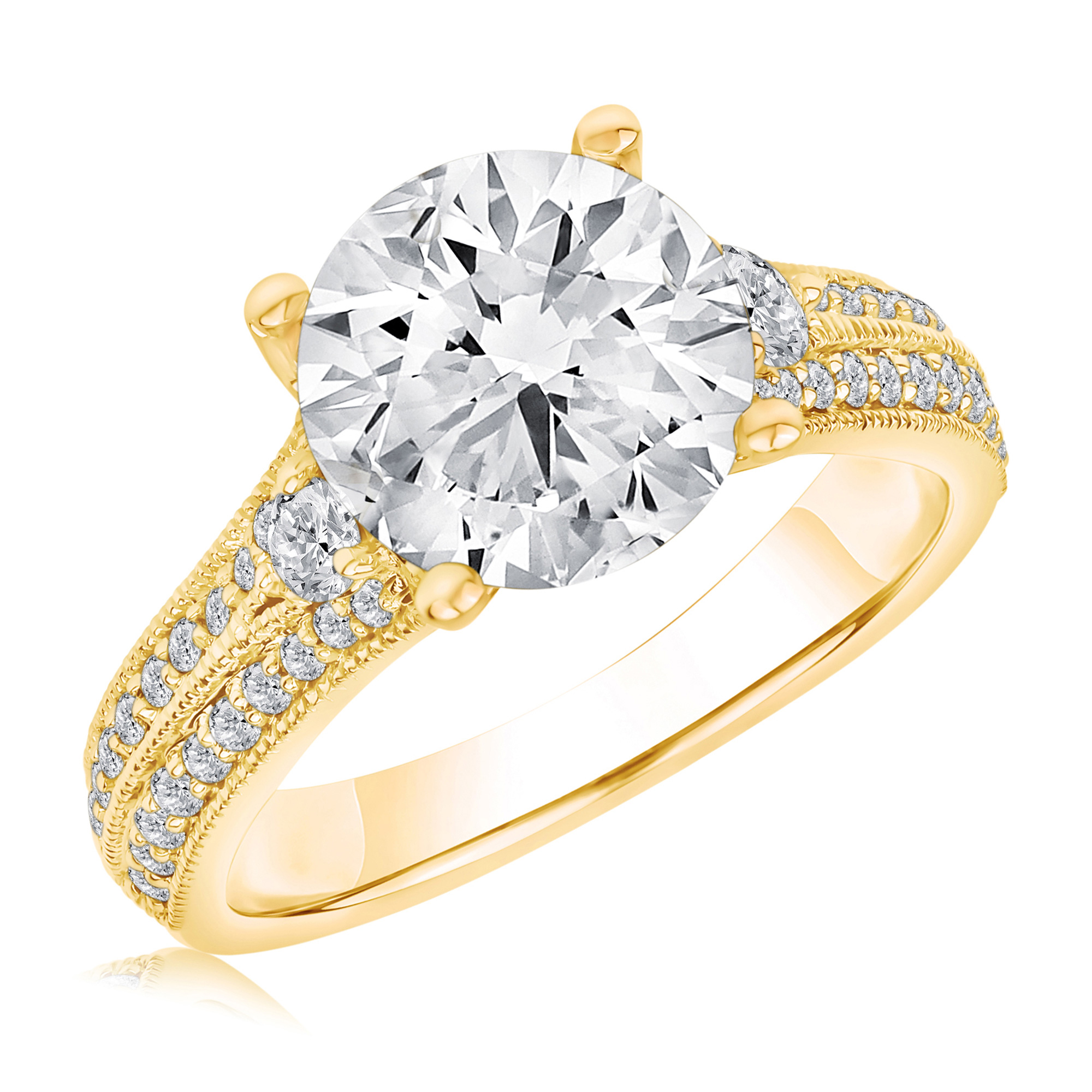 REEDS Womens Downton Abbey 3 12Ctw Round Lab Grown Diamond Yellow Gold Engagement Ring - Lady Rose Ring Size 95 7500$