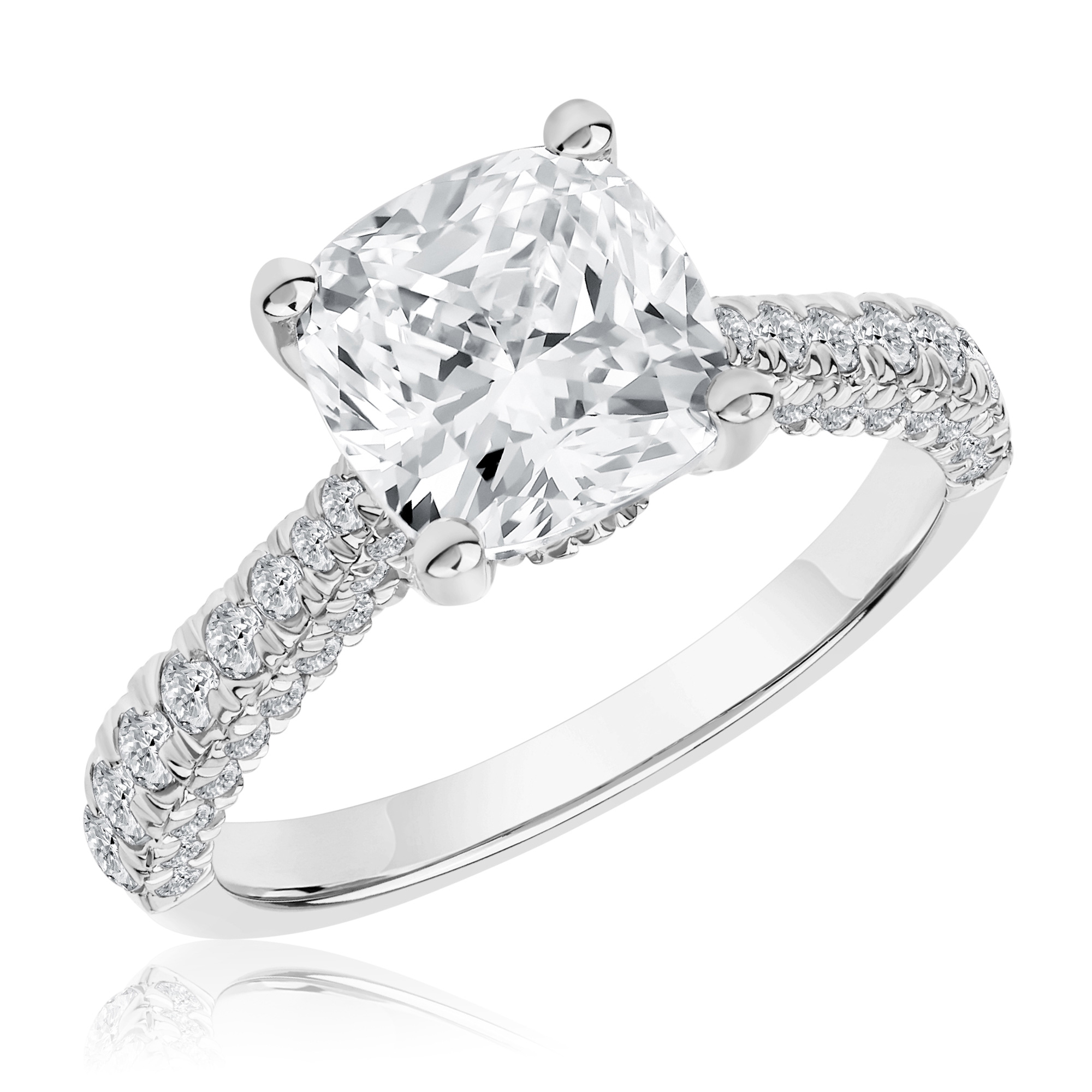 REEDS Womens Downton Abbey 3 34Ctw Cushion Lab Grown Diamond White Gold Engagement Ring - Lady Edith Ring Size 55 7600$
