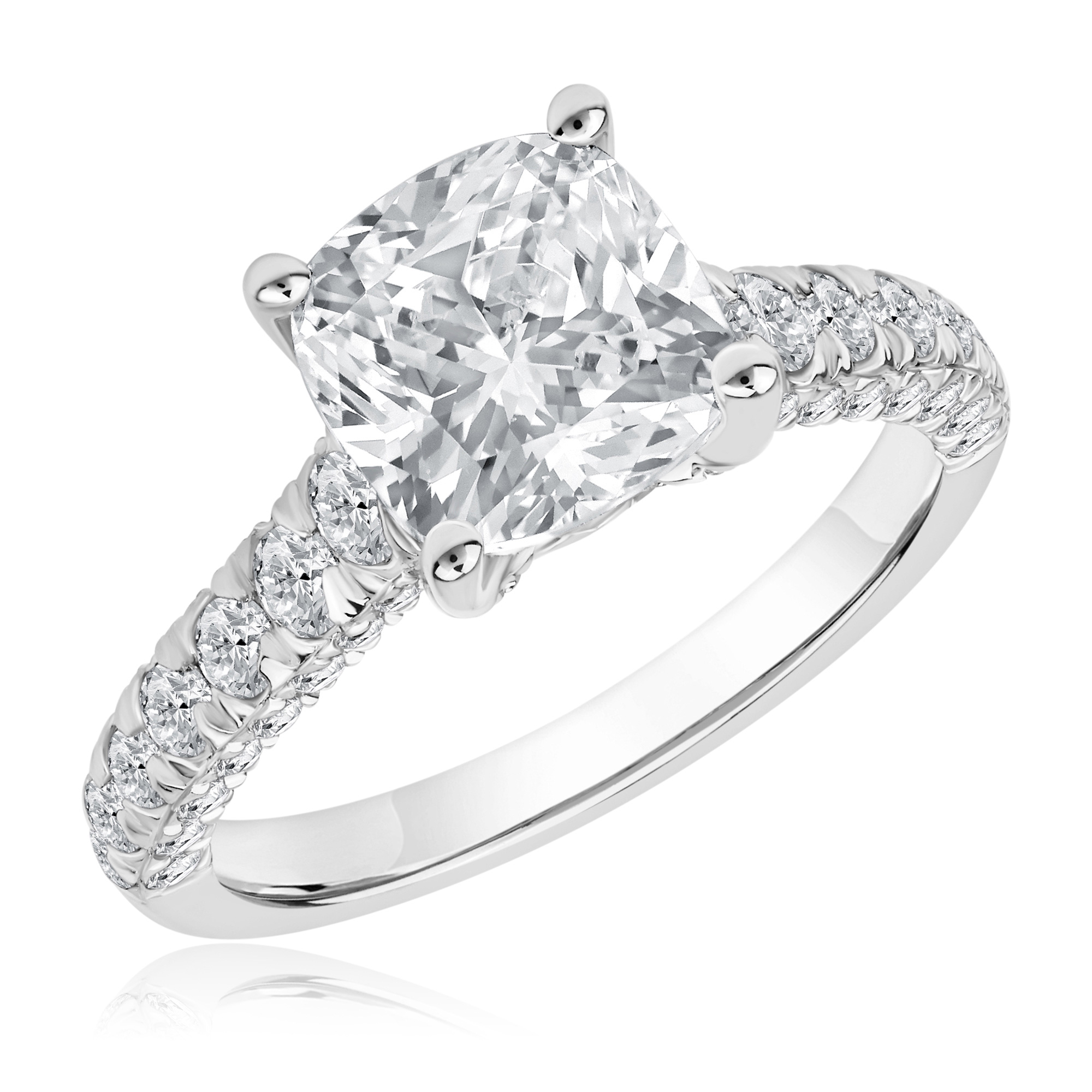 REEDS Womens Downton Abbey 4Ctw Cushion Lab Grown Diamond White Gold Engagement Ring - Lady Edith - Size 55 7800$
