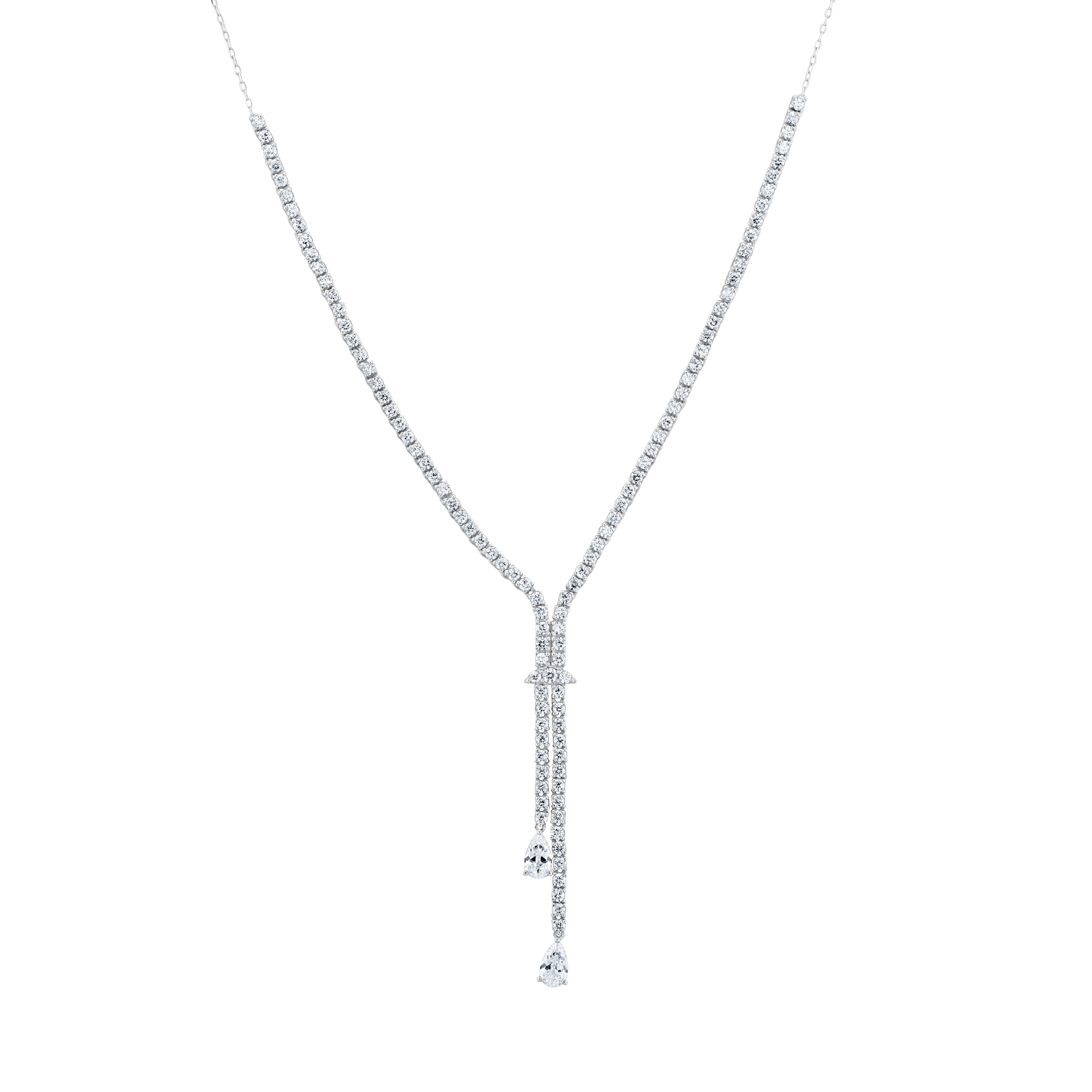 REEDS Downton Abbey 4ctw Pear And Round Lab Grown Diamond White Gold Necklace - Cora Grantham 4590$