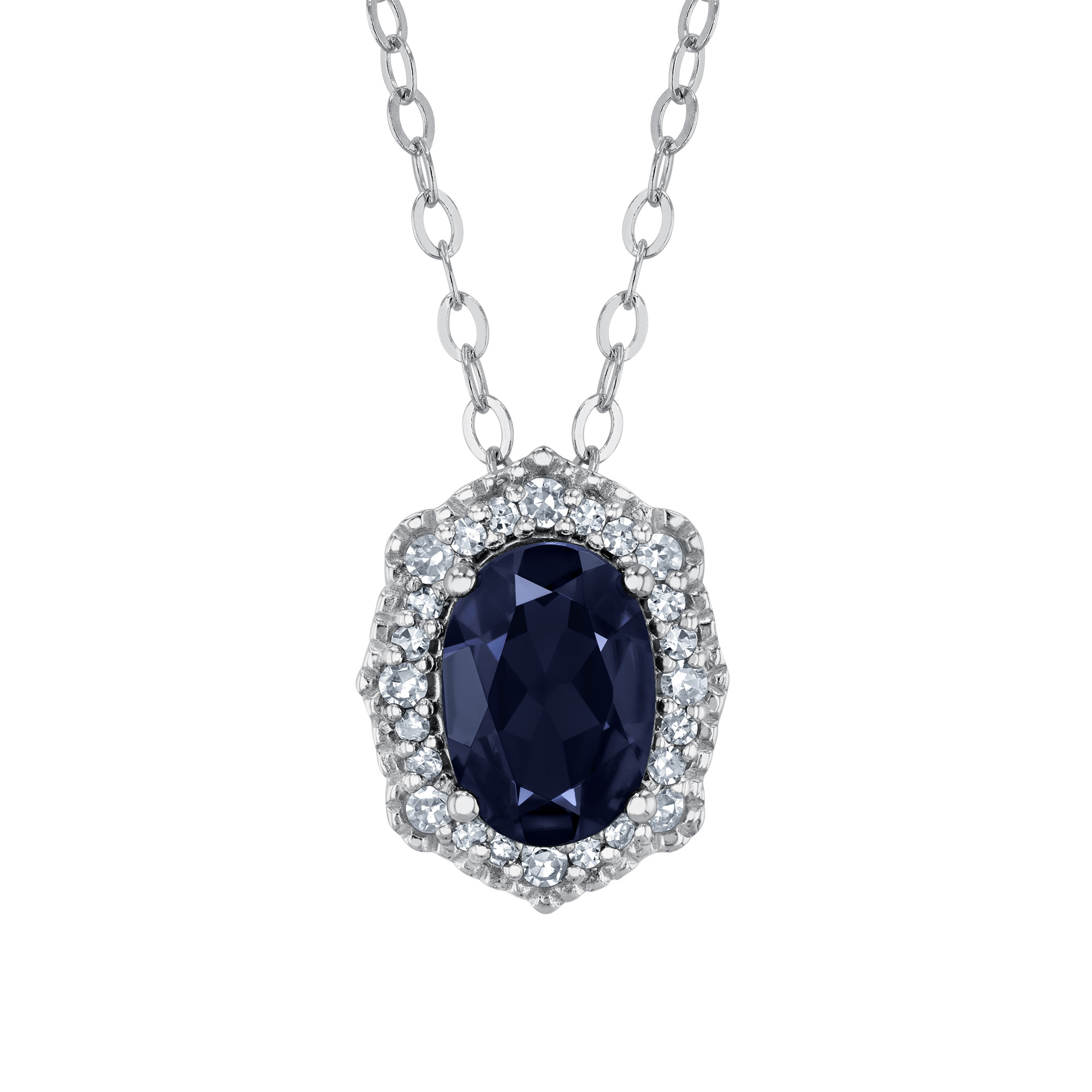 REEDS Downton Abbey Cora Grantham - Genuine Blue Sapphire And 1/10ctw White Gold Pendant Necklace