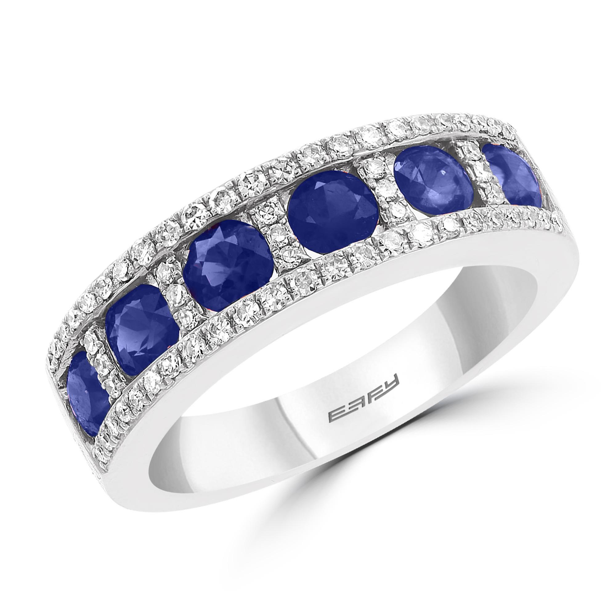 Effy Blue Sapphire and Diamond Band Ring 1/4ctw