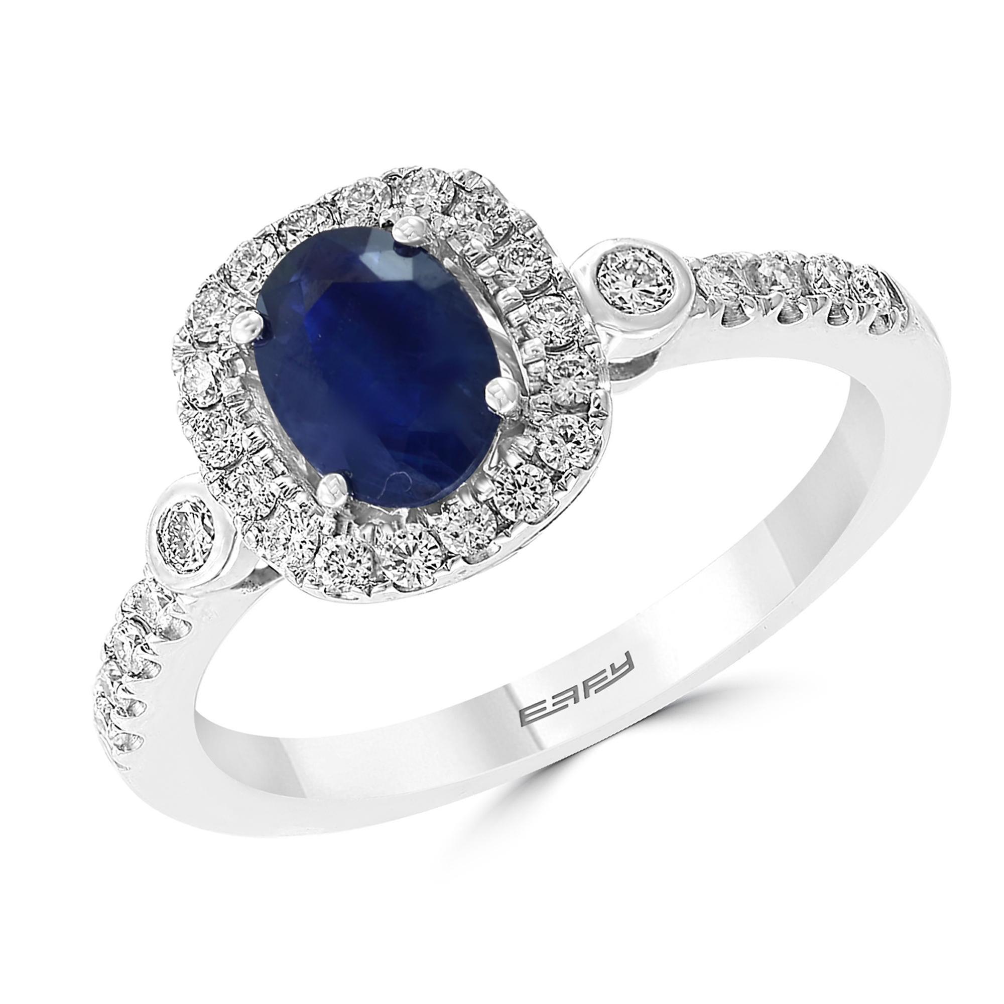 Effy Blue Sapphire and Diamond Halo Ring 1/3ctw -  WP0Y923DS3