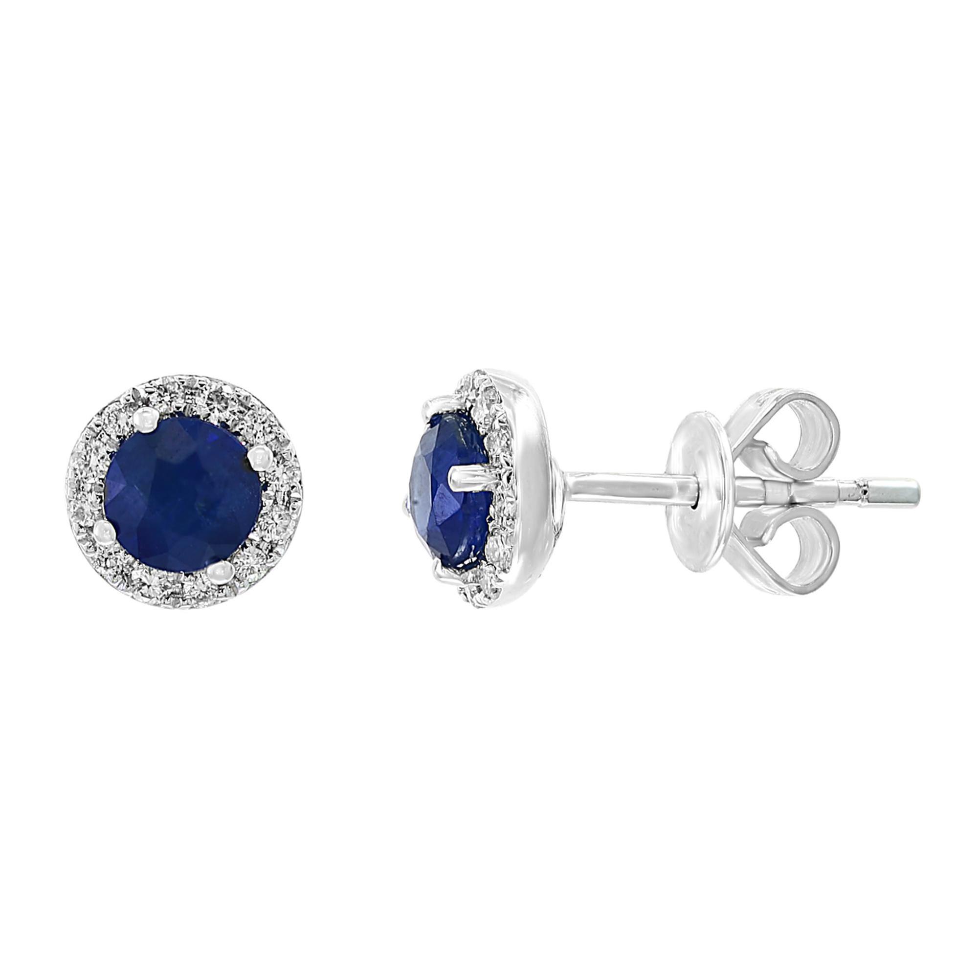 Effy Blue Sapphire and Diamond Stud Earrings 1/8ctw -  VP0R166DS3