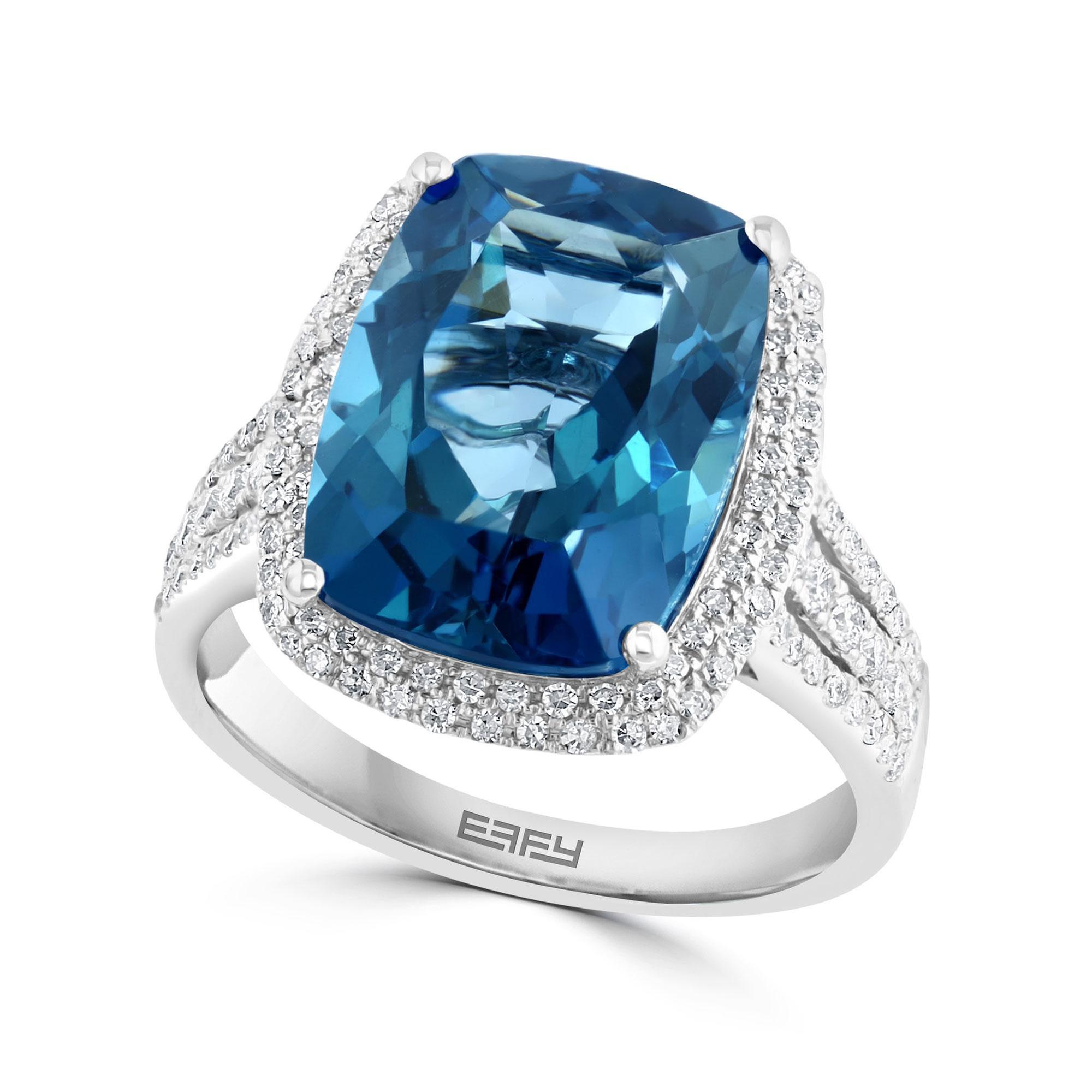 Effy London Blue Topaz and 1/2ctw Diamond Double Halo White Gold Ring -  HRW0Q440MI