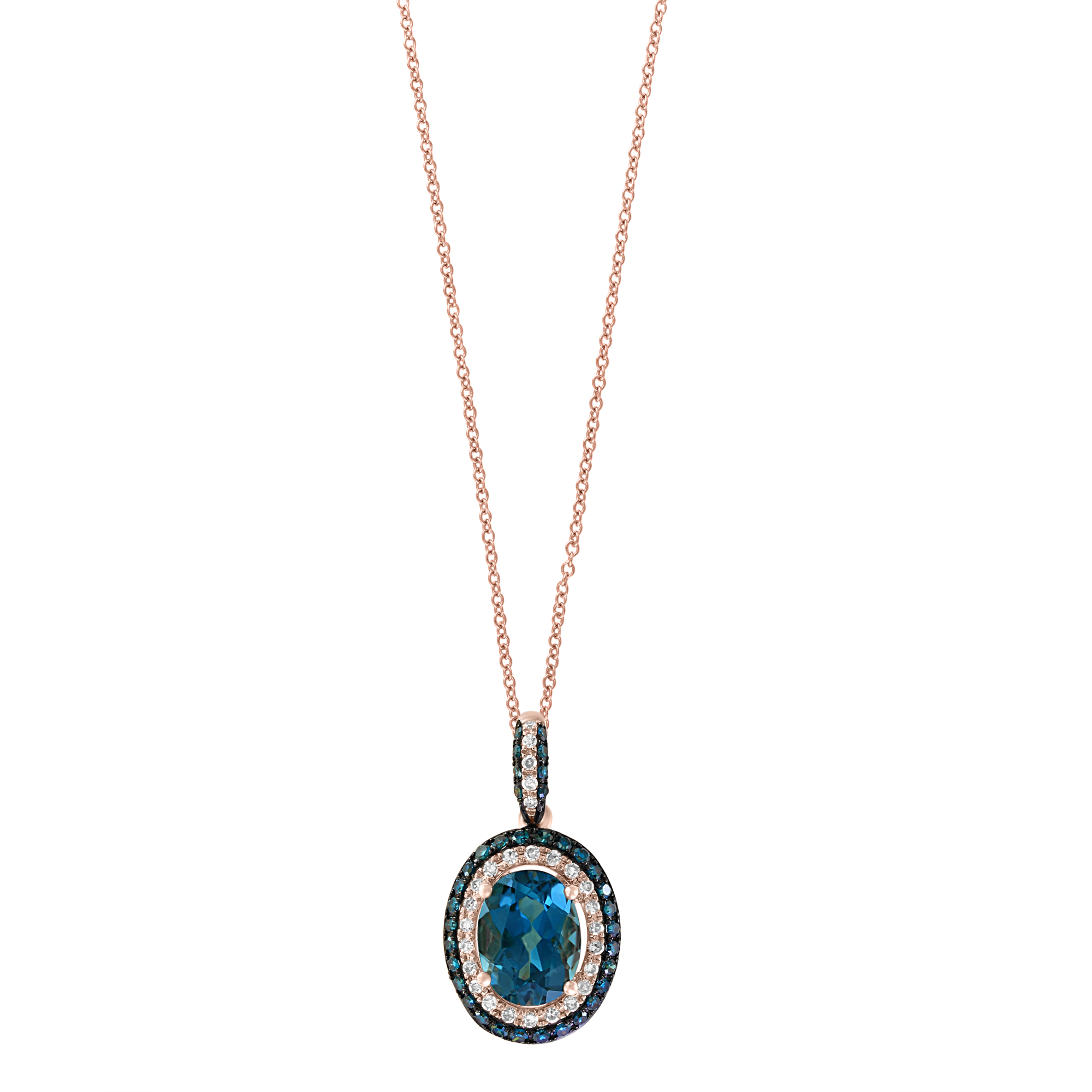 Effy London Blue Topaz and 1/4ctw Diamond Double Halo Rose Gold P