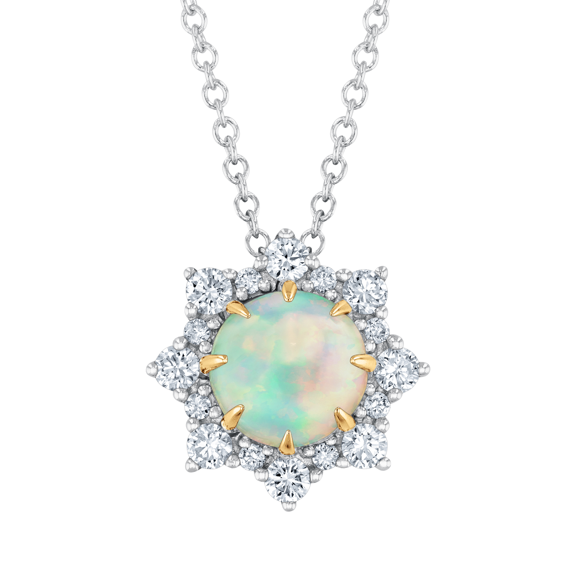 Effy Opal and 1/3ctw Diamond Halo Two-Tone Gold Pendant Necklace -  IPTCT918DO