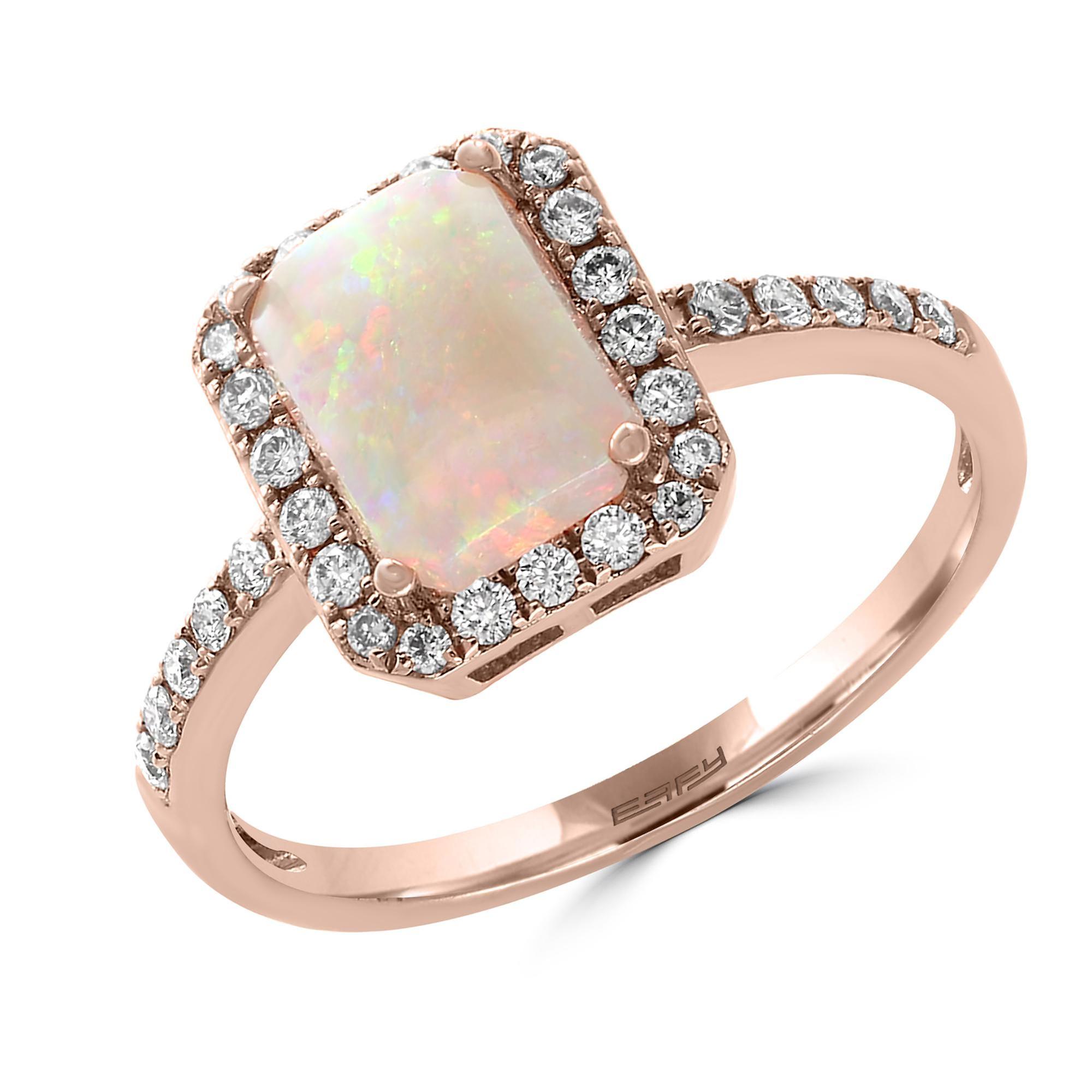 Effy Rose Gold Genuine Opal and Diamond Halo Ring 1/4ctw -  IRV0H113DO