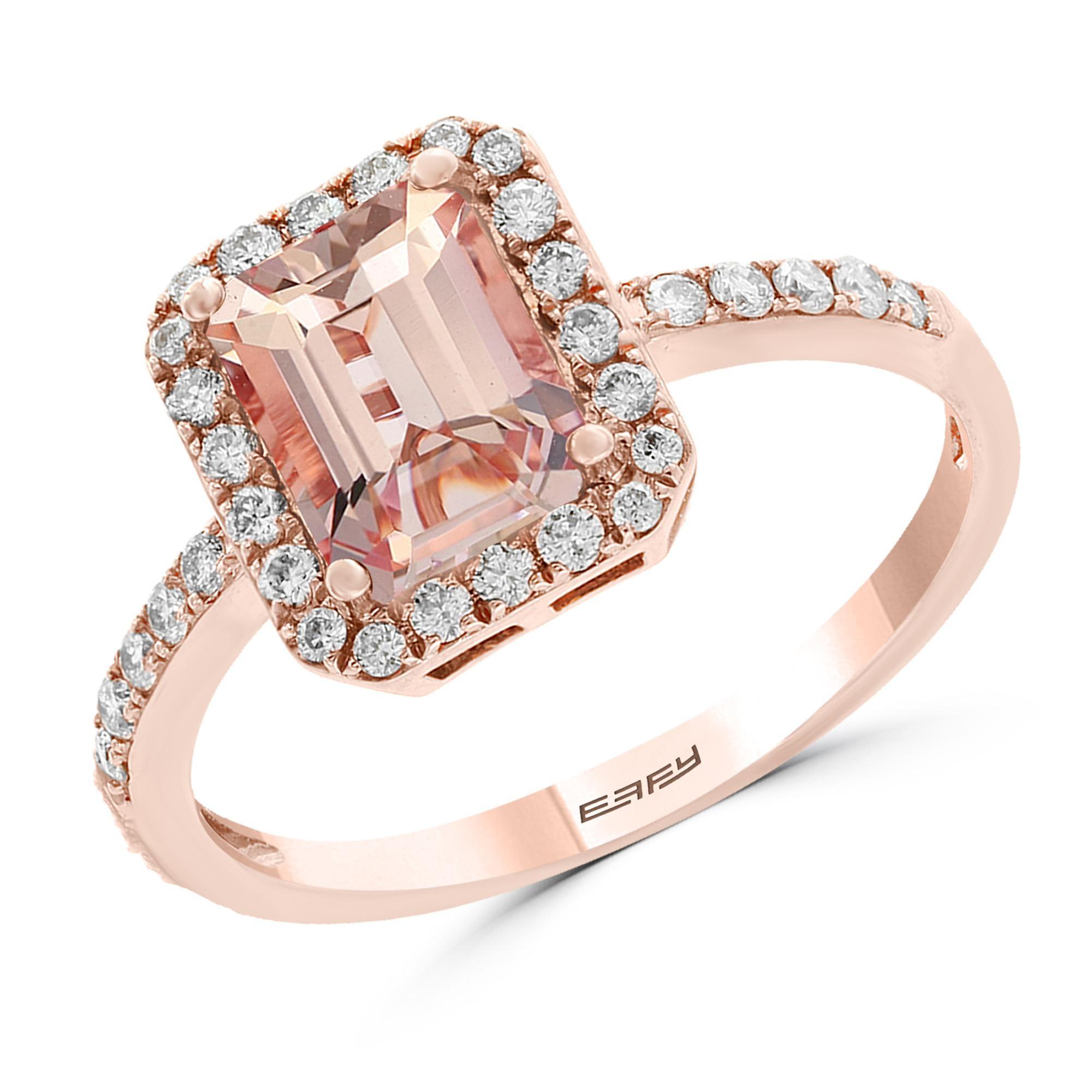 Effy Rose Gold Morganite and Diamond Halo Ring 1/4ctw -  IRV0H113UT