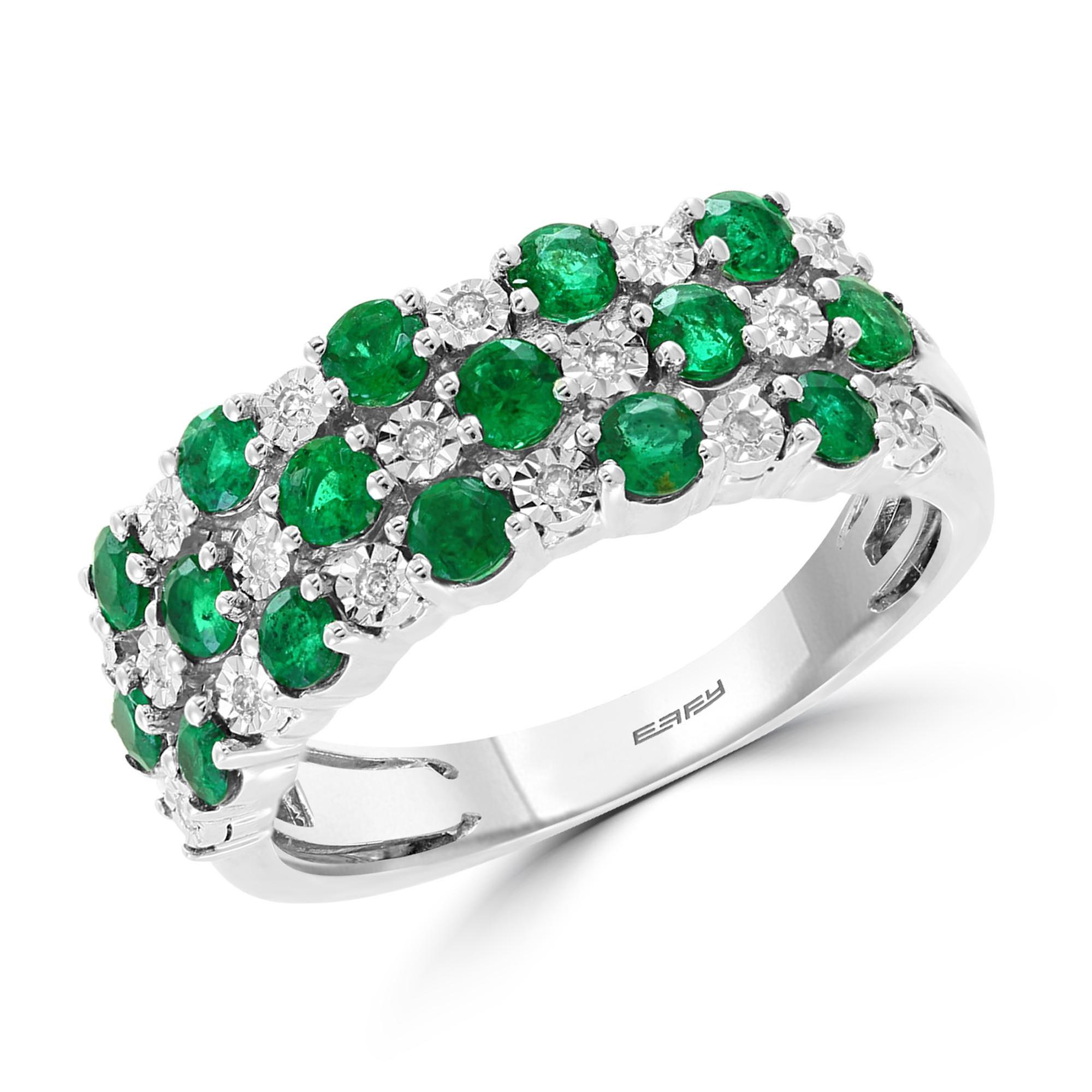 Effy White Gold Emerald and Diamond Ring 1/20ctw -  WZ0BZ09DE3