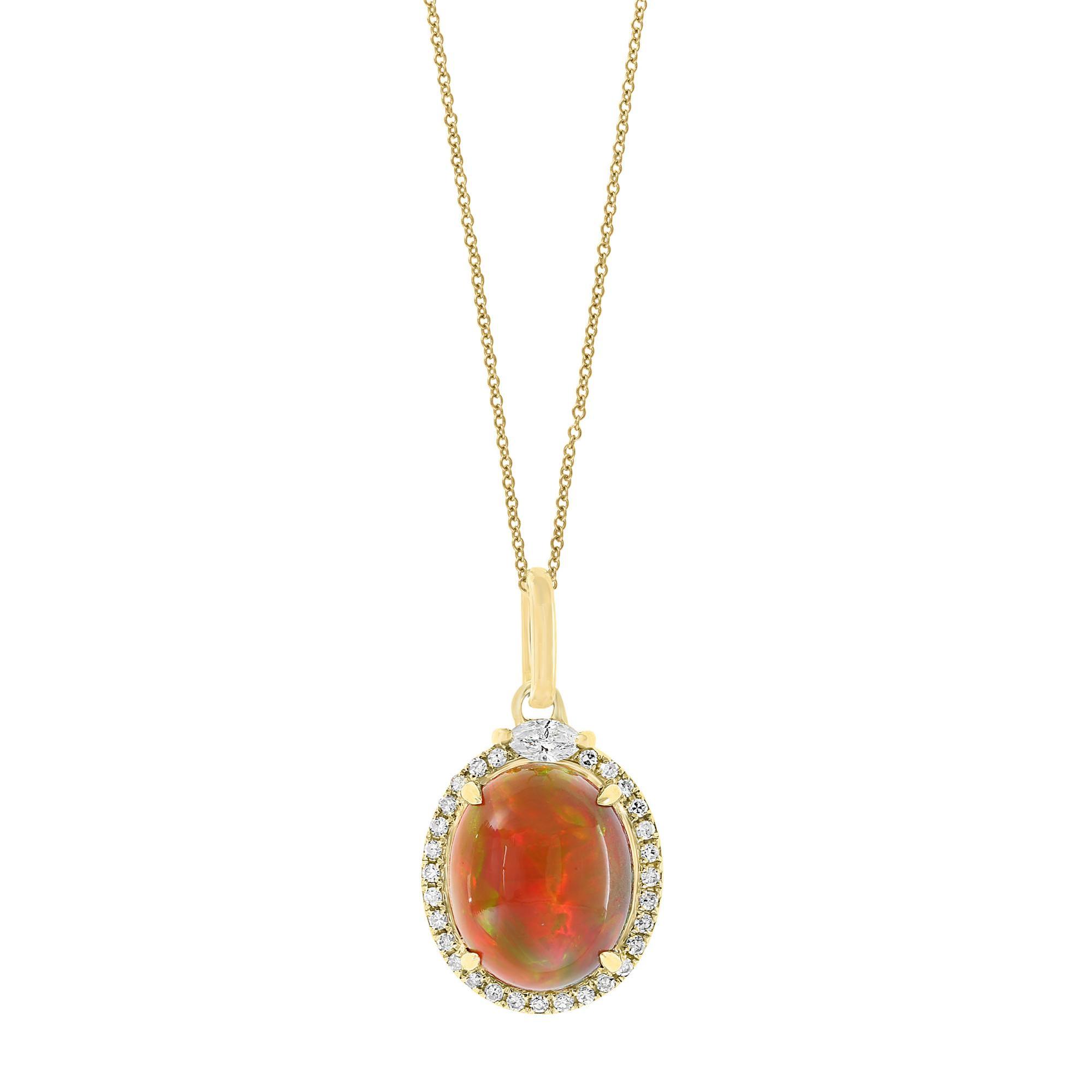 Effy Opal and Diamond Yellow Gold Pendant Necklace 1/5ctw -  HPYCO483DO