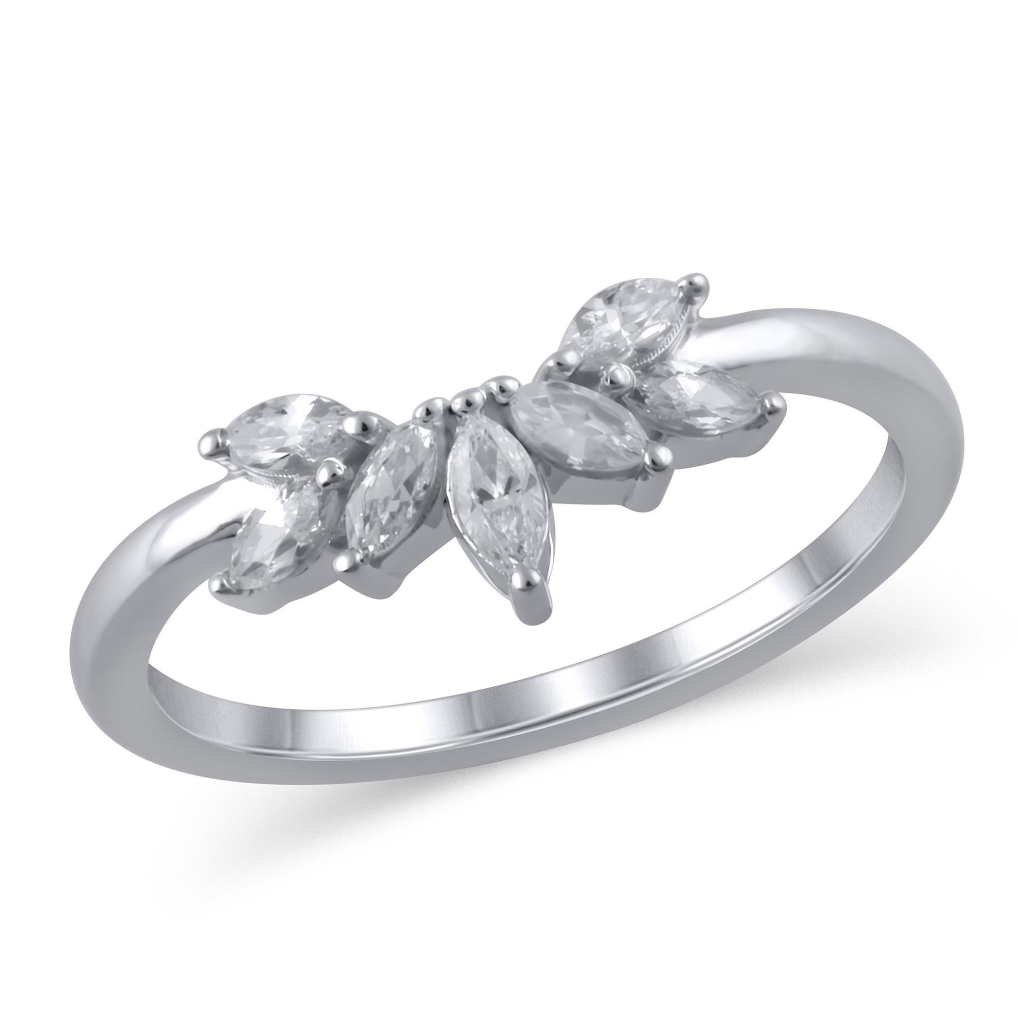 3/8ctw Marquise Diamond White Gold Band - Embrace Collection - Si