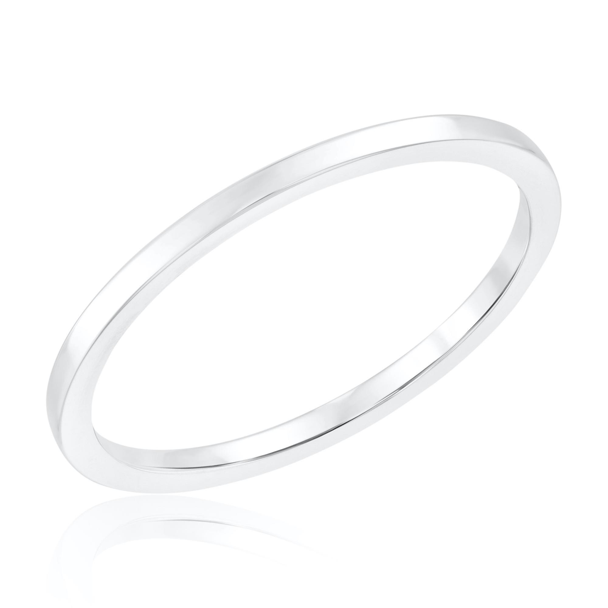 Flat Edge White Gold 1.2mm Band - Embrace Collection - Size 9